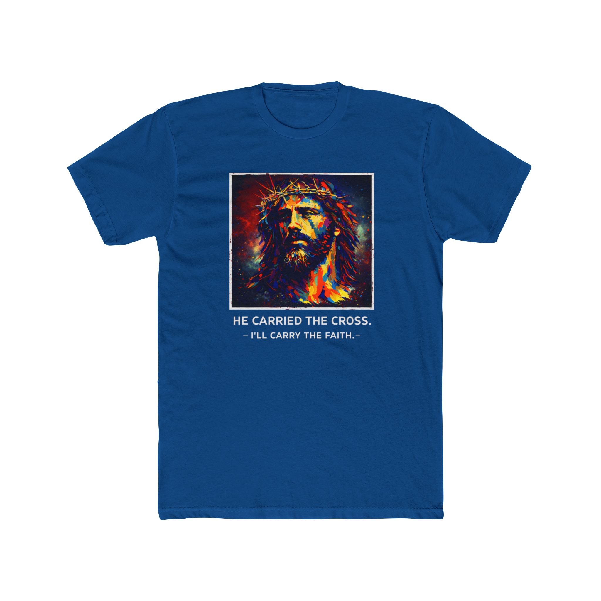 Mens 'He Carried the Cross, I'll Carry the Faith' Graphic Tee