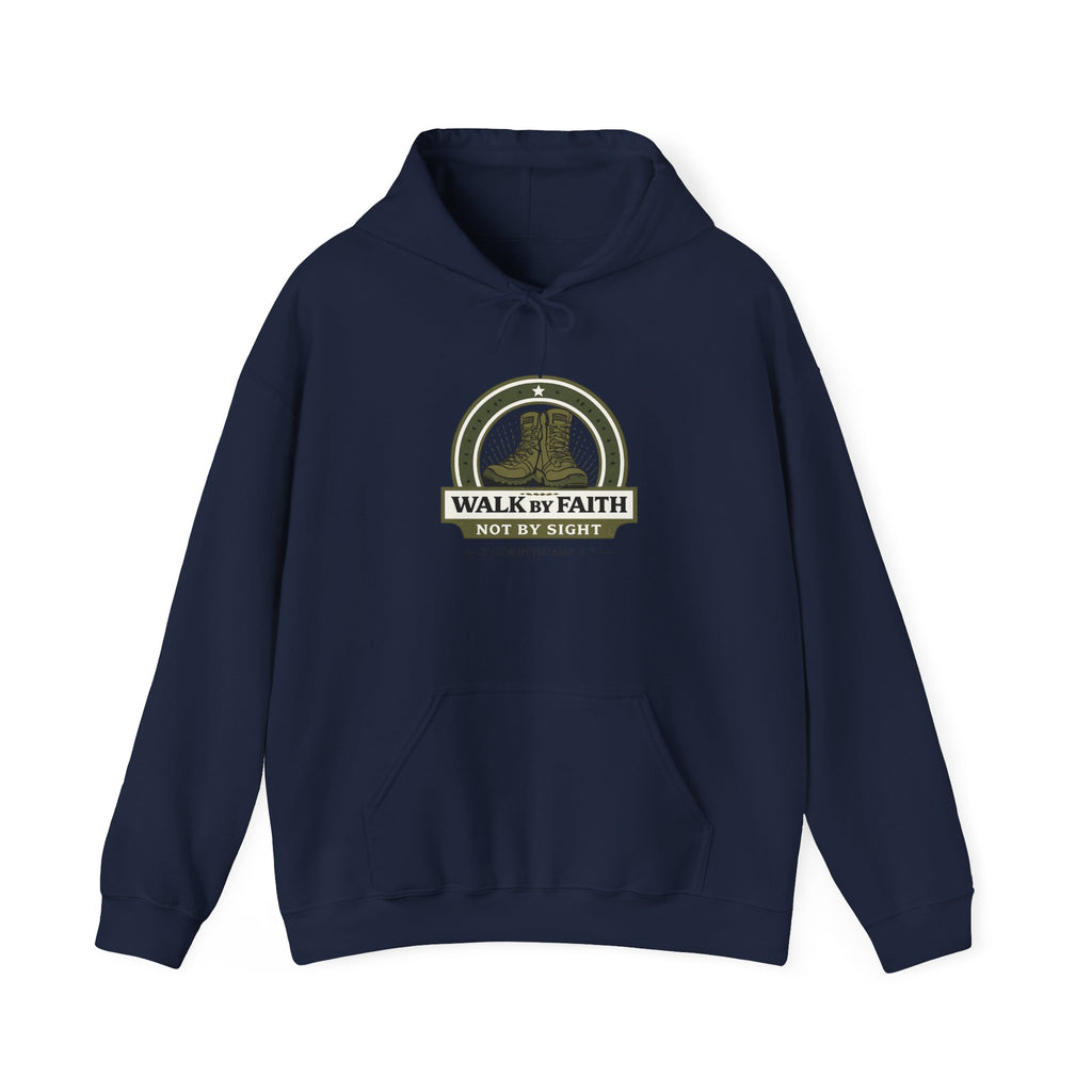 Mens Faith Hooded Sweatshirt — "Walk by Faith, Not by Sight" Christian Hoodie