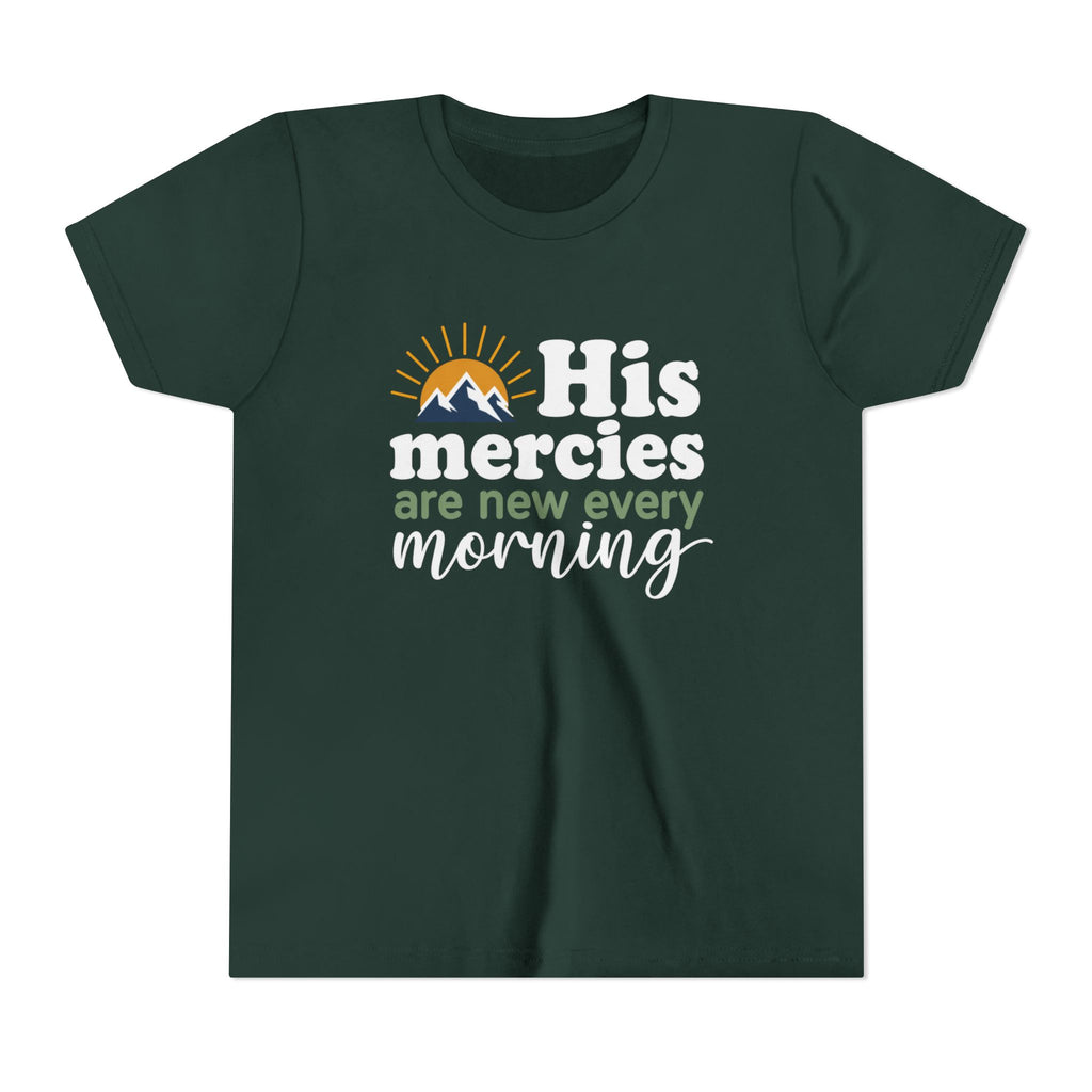 Boys Tee “His Mercies Are New Every Morning” Christian Faith Kids Shirt