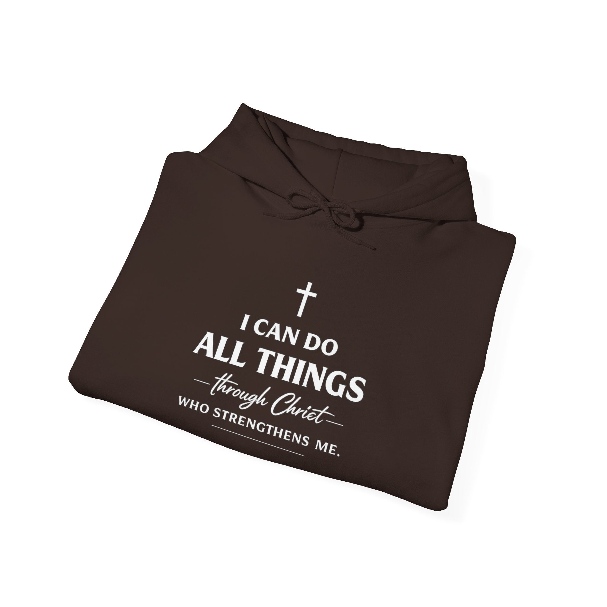 Mens Faith Hoodie – "I Can Do All Things Through Christ" Inspirational Christian Pullover