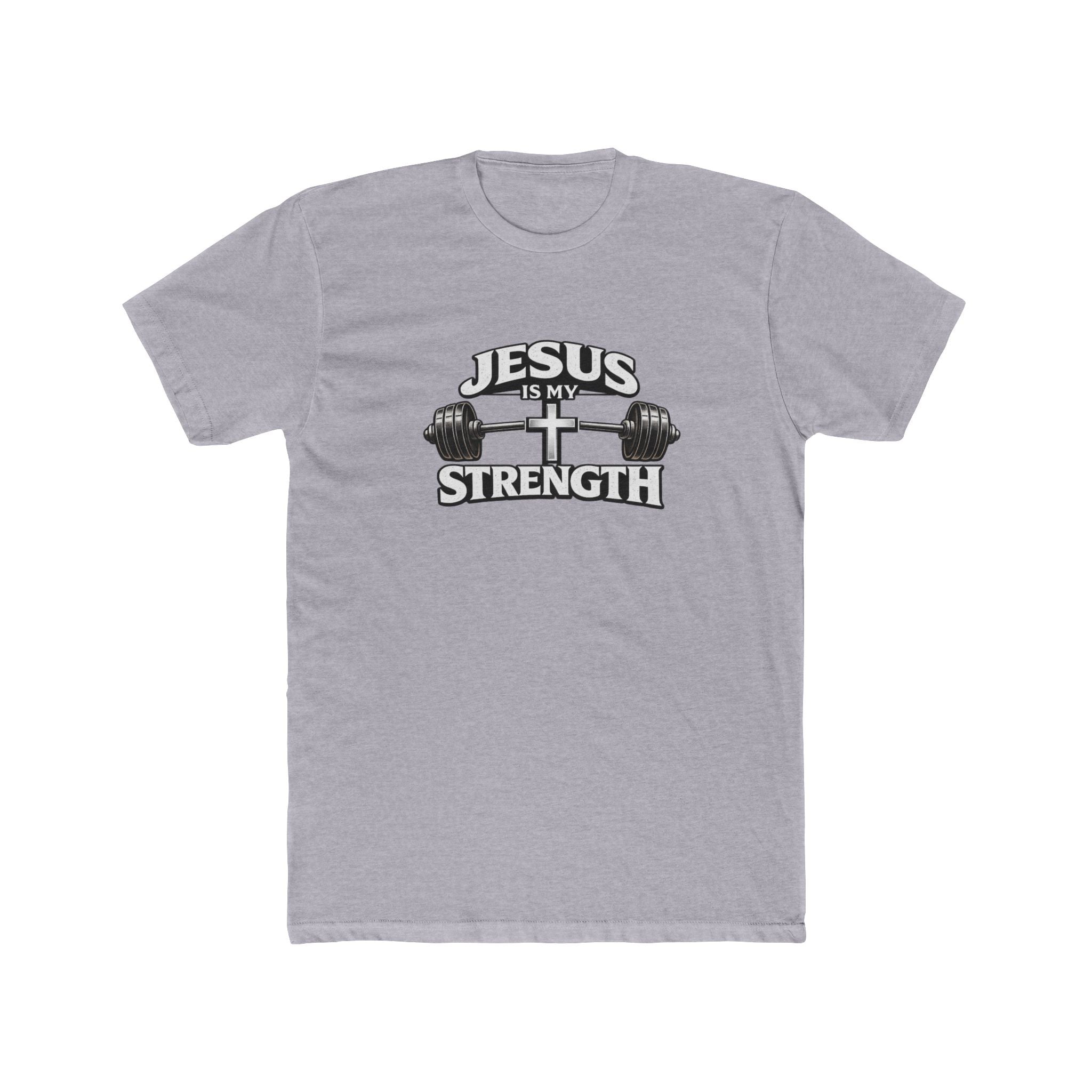 Jesus Is My Strength T-Shirt | Cross & Barbell Christian Faith Workout Tee
