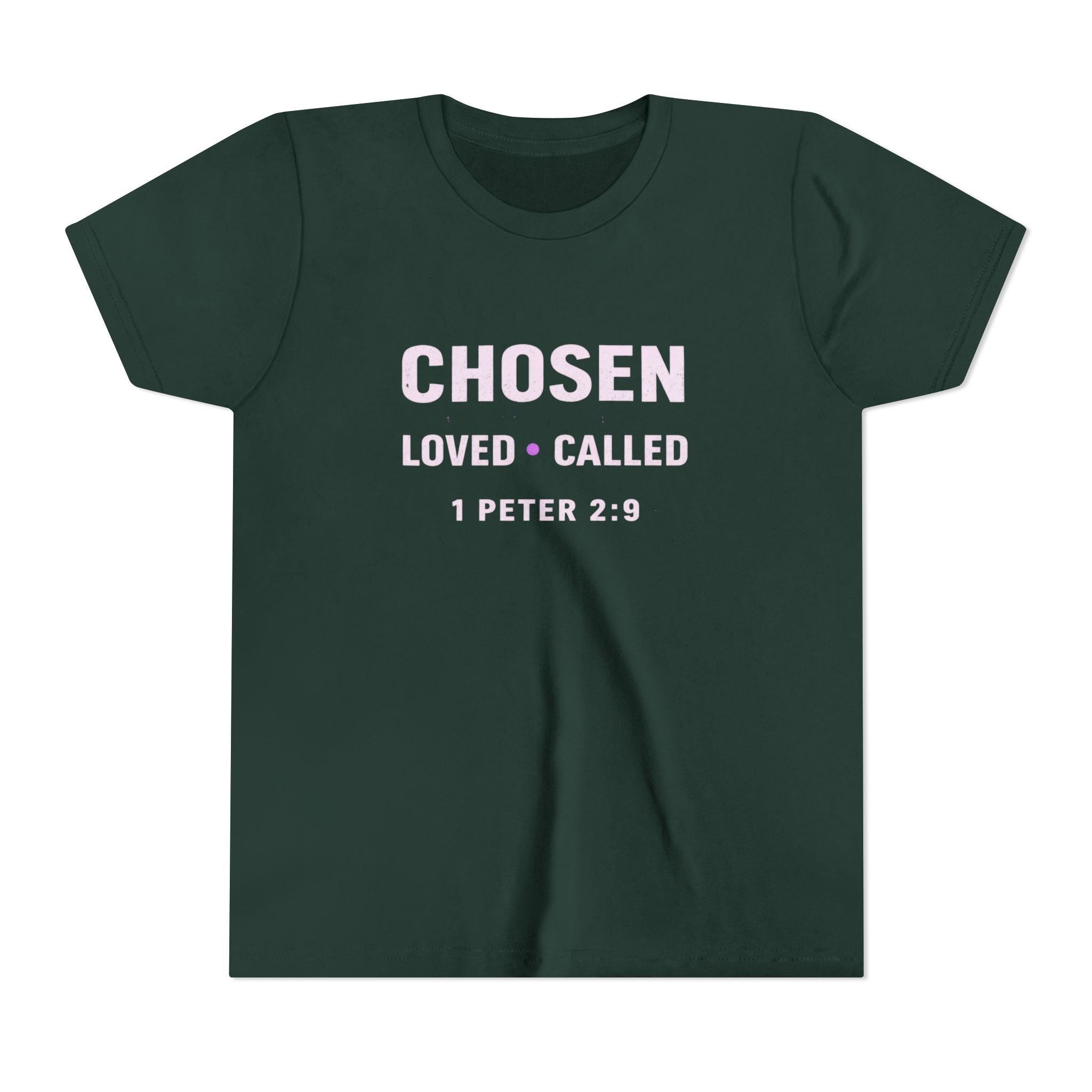 Girls Youth Tee - "CHOSEN Loved • Called" 1 Peter 2:9 Christian Faith Shirt
