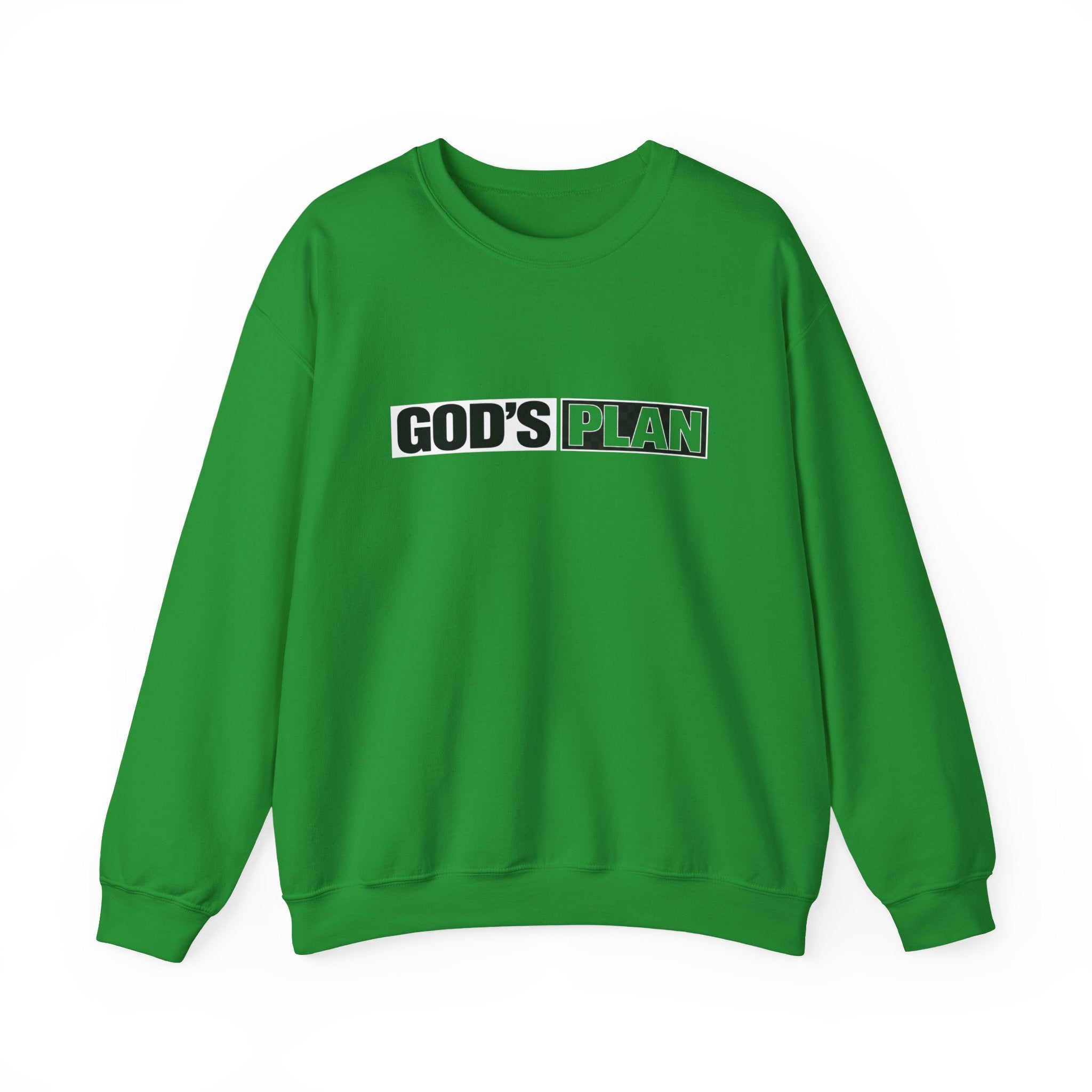 Crewneck Sweatshirt — "GOD'S PLAN" Bold Logo Faith Pullover