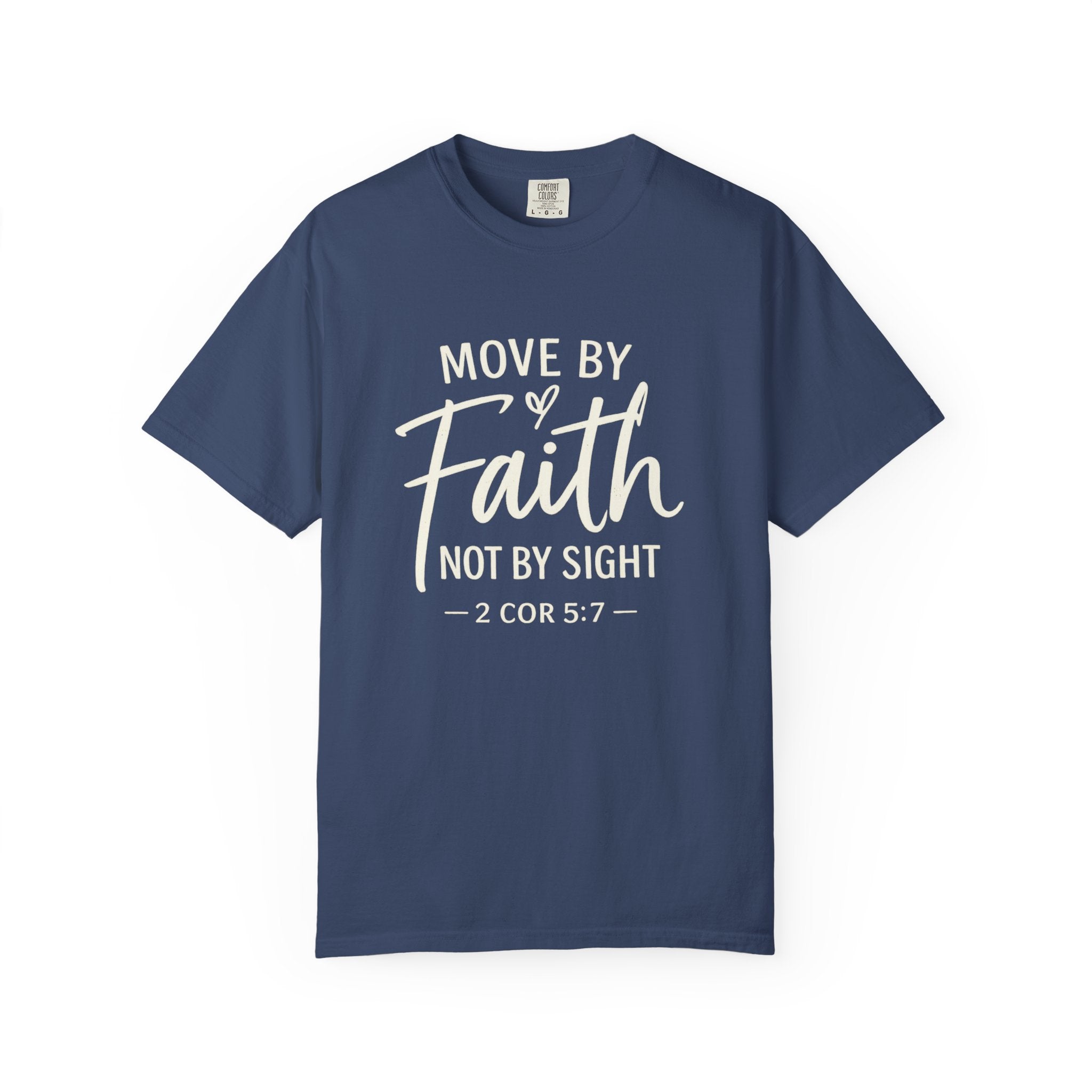 Move By Faith Not By Sight Minimal White Graphic Tee (Subtle Script Design)