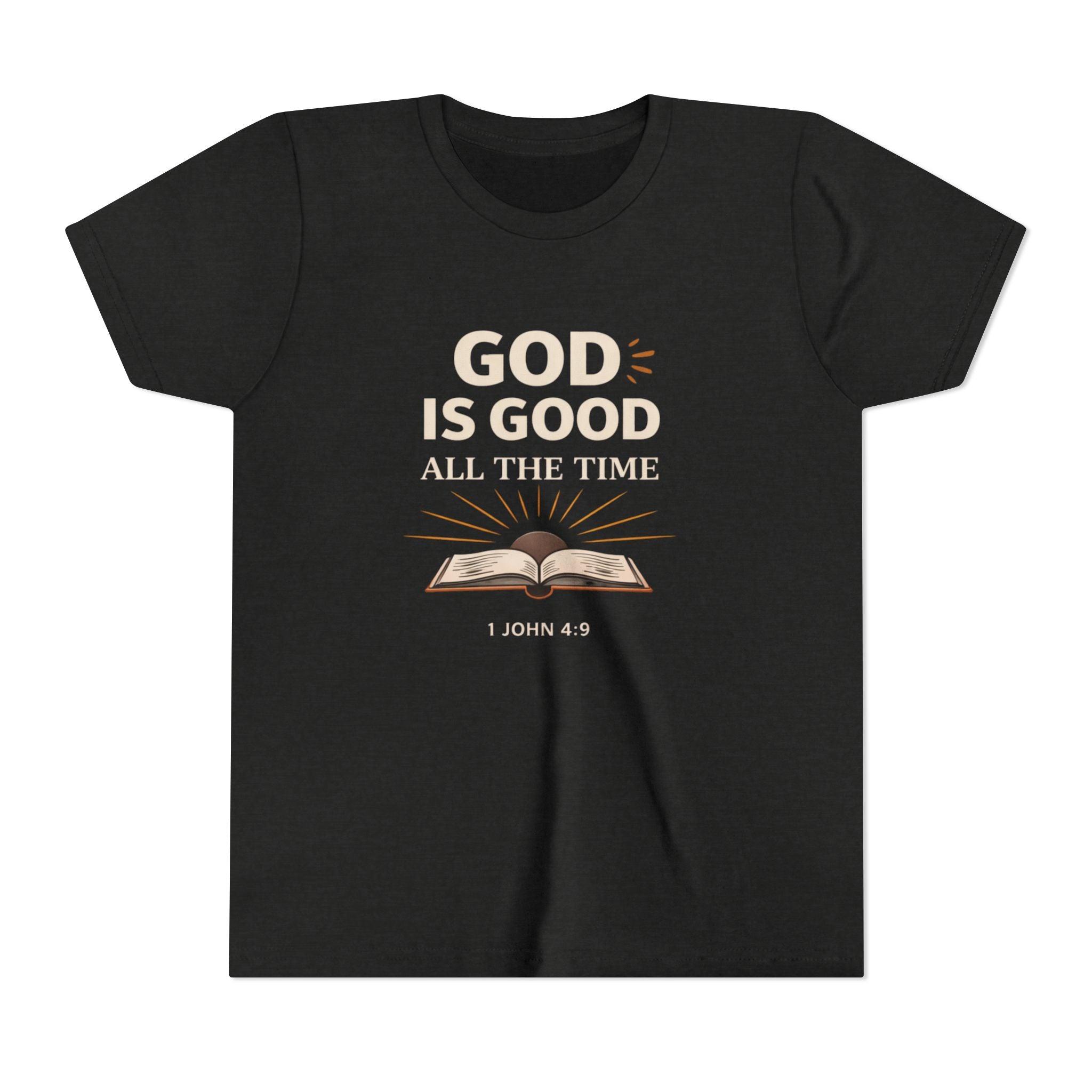 Boys Youth T-Shirt — "God Is Good All The Time" Bible Verse Tee (1 John 4:9)