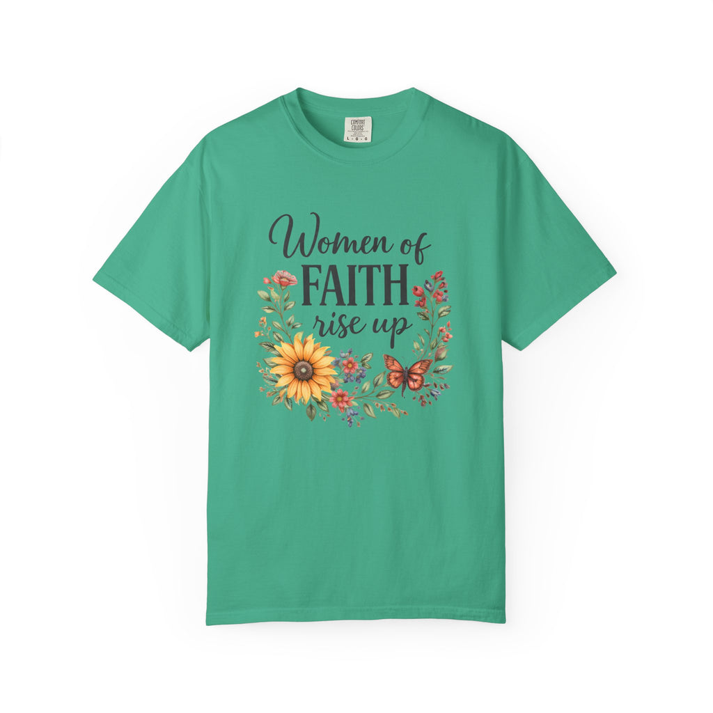 Women of Faith Rise Up T-Shirt — Floral Christian Inspirational Tee