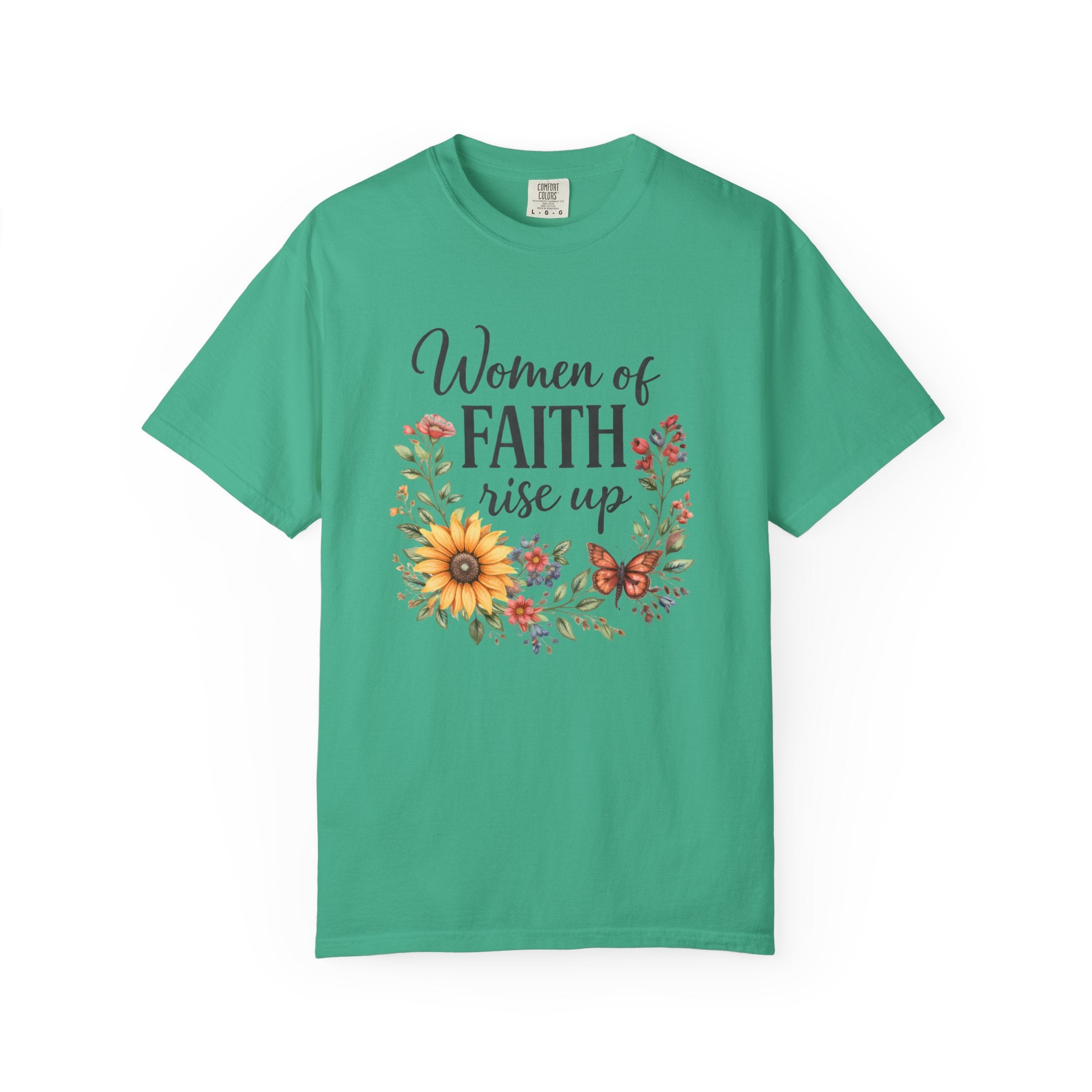 Women of Faith Rise Up T-Shirt — Floral Christian Inspirational Tee