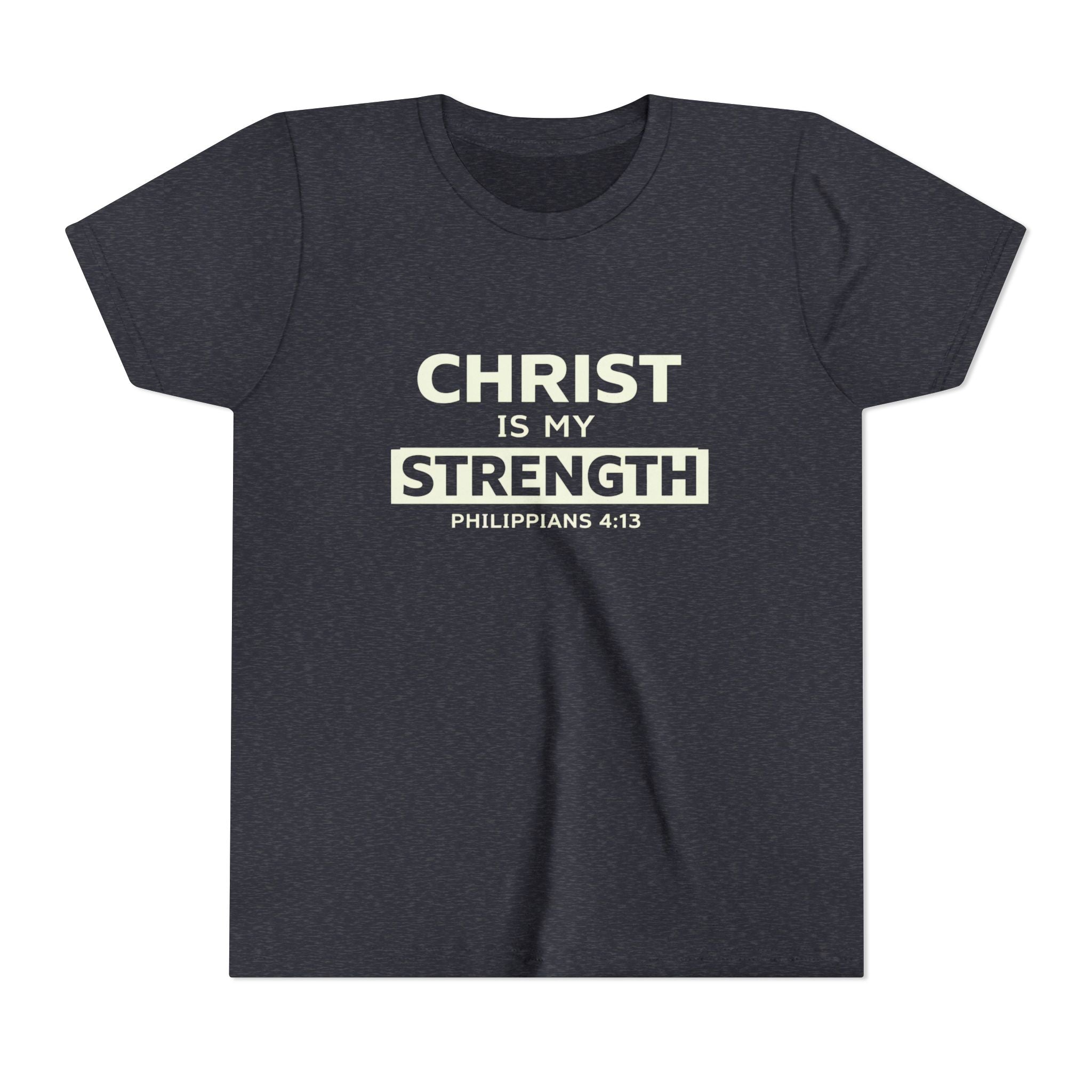 Boys Youth Tee - "Christ Is My Strength" Philippians 4:13 Christian Kids Shirt