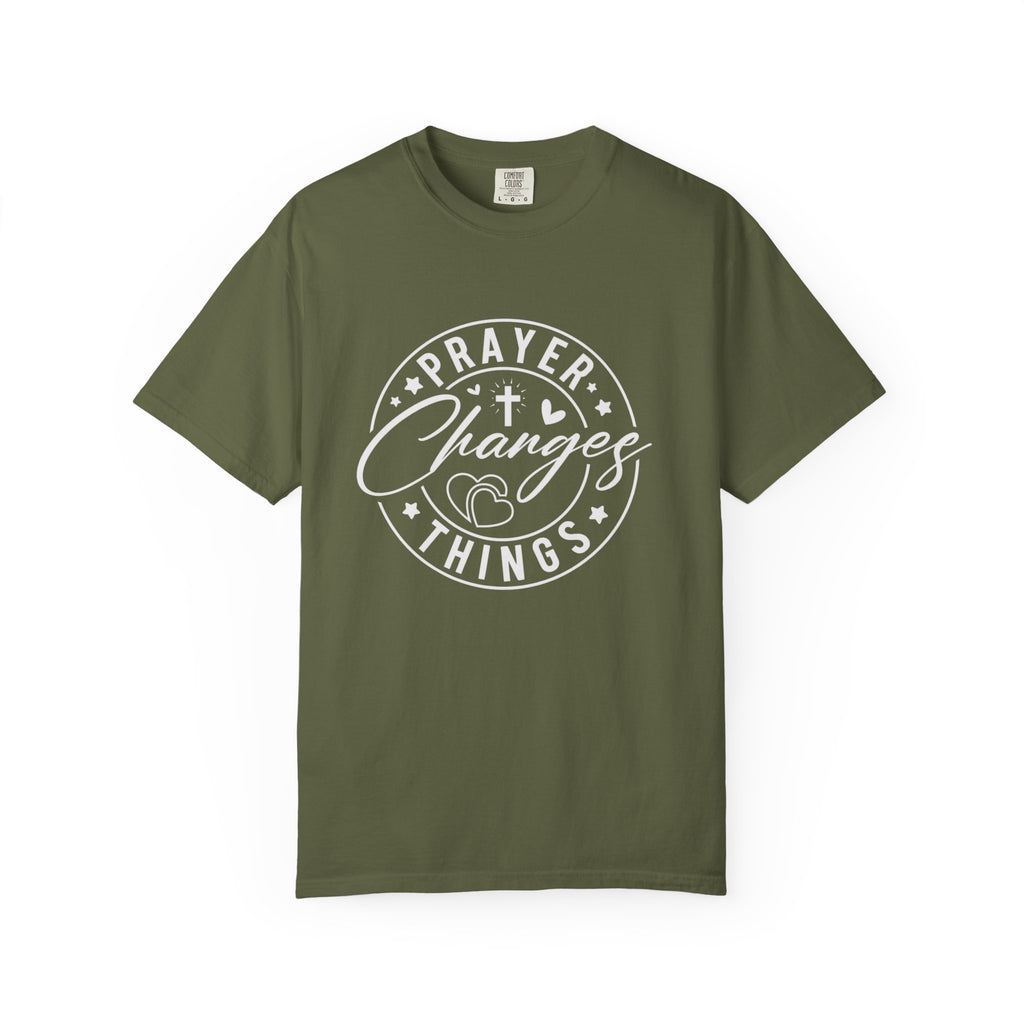 Prayer Changes Lives T-Shirt — Subtle Embossed Faith Graphic