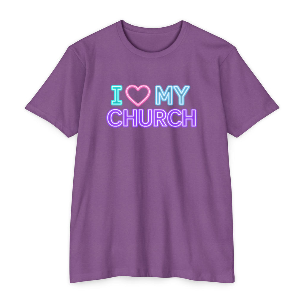 Womens I Love My Church T-Shirt | Tie Dye Heart Lettering