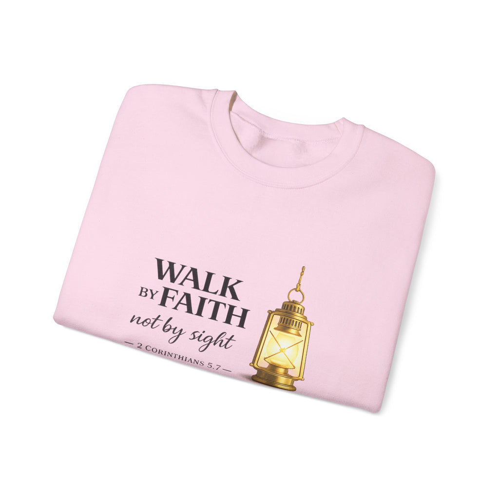 Womens "Walk By Faith Not By Sight" Classic White Crewneck Sweatshirt