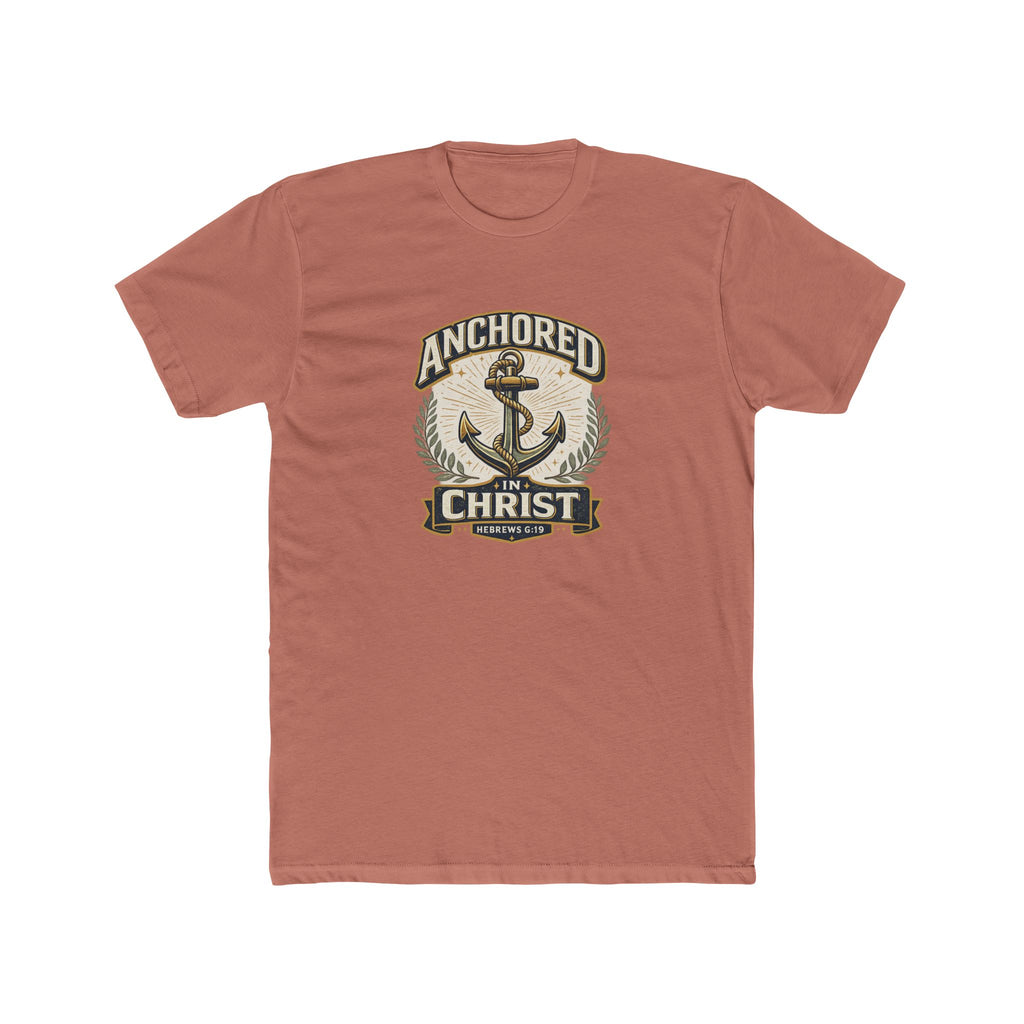 Mens Anchored In Christ Christian T-shirt Faith Inspired| Wearing your Faith