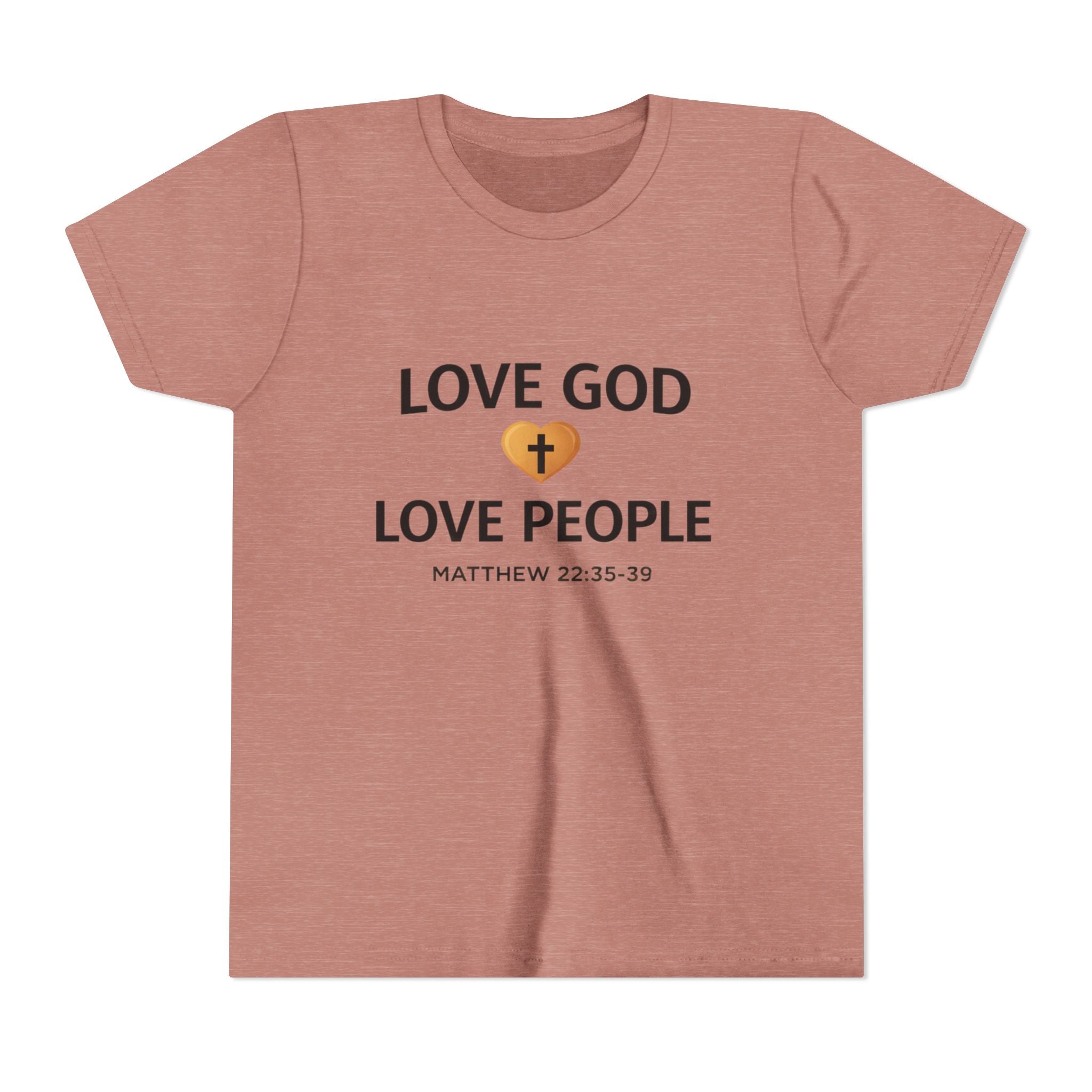 Boys Youth Tee — "Love God Love People" Bible Verse Matthew 22:37-39 Christian Kids Shirt