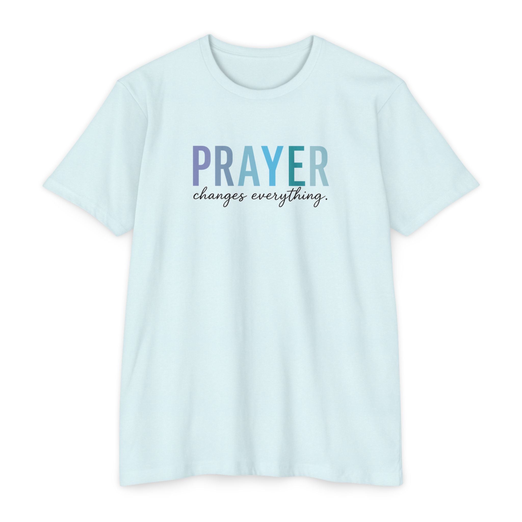 Womens Prayer Graphic T-Shirt — Colorful Typographic Faith Tee