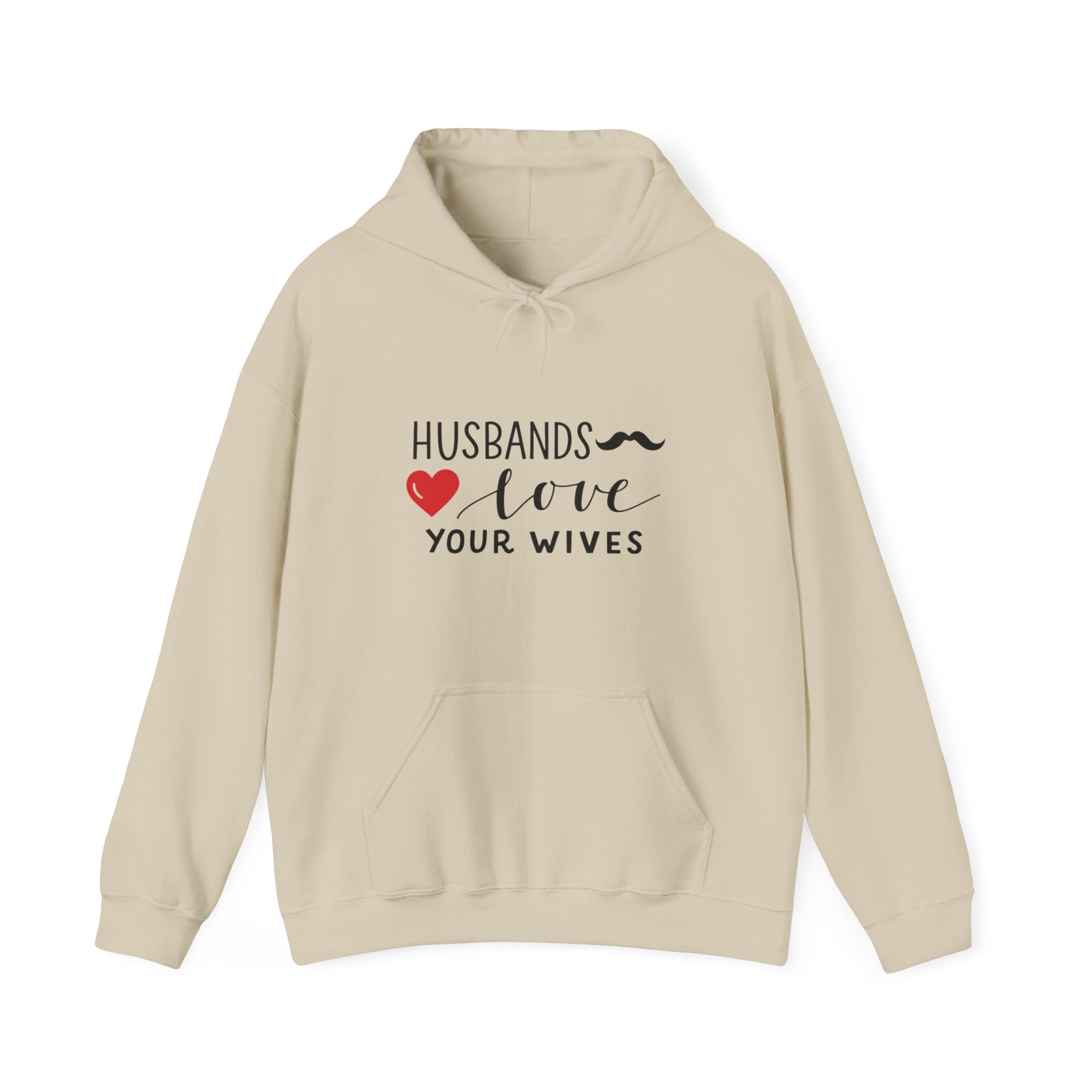 Mens Hoodie  "Husbands Love Your Wives" Heart & Mustache Christian Marriage Hoodie