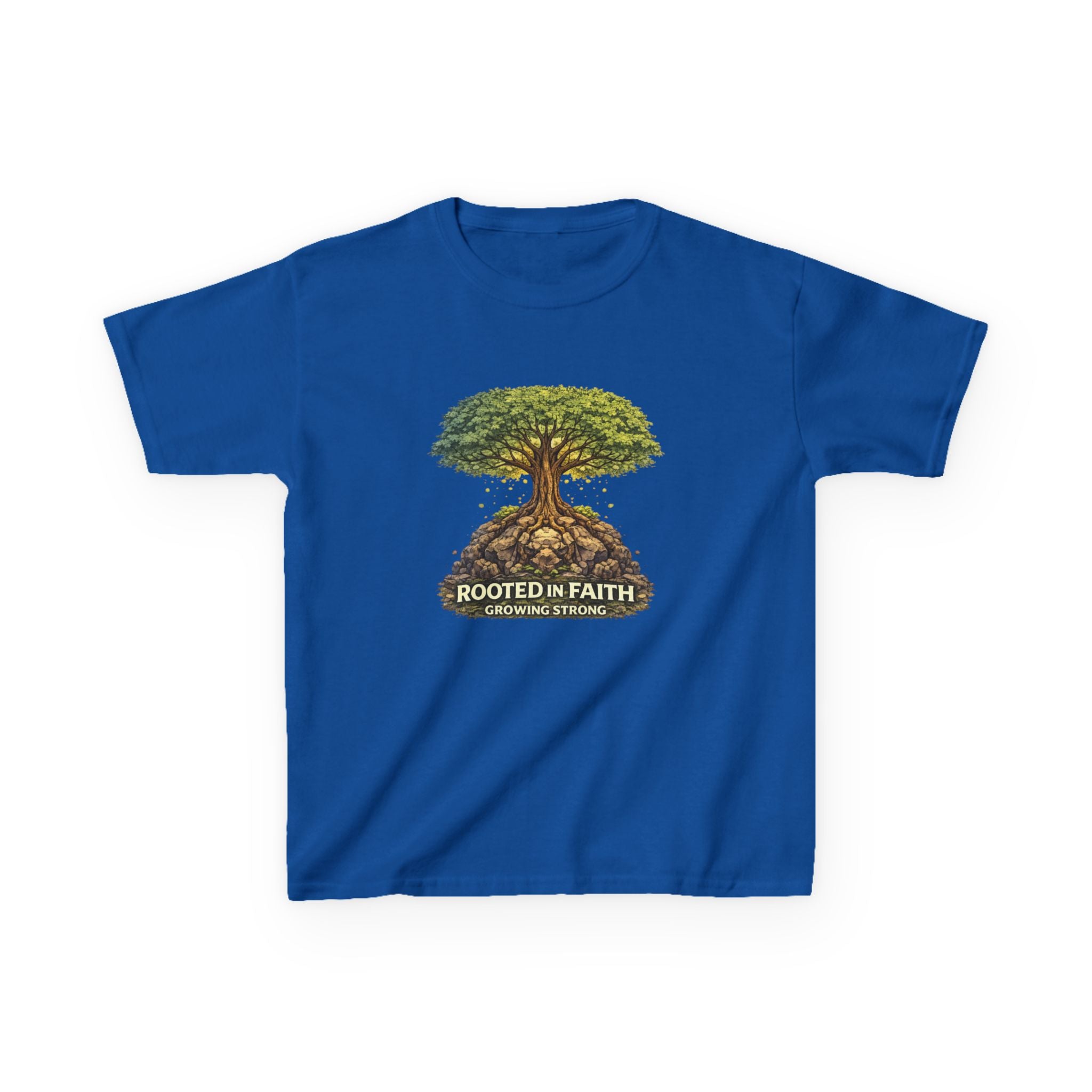 Kids Tee — 'Rooted in Faith' Tree Graphic