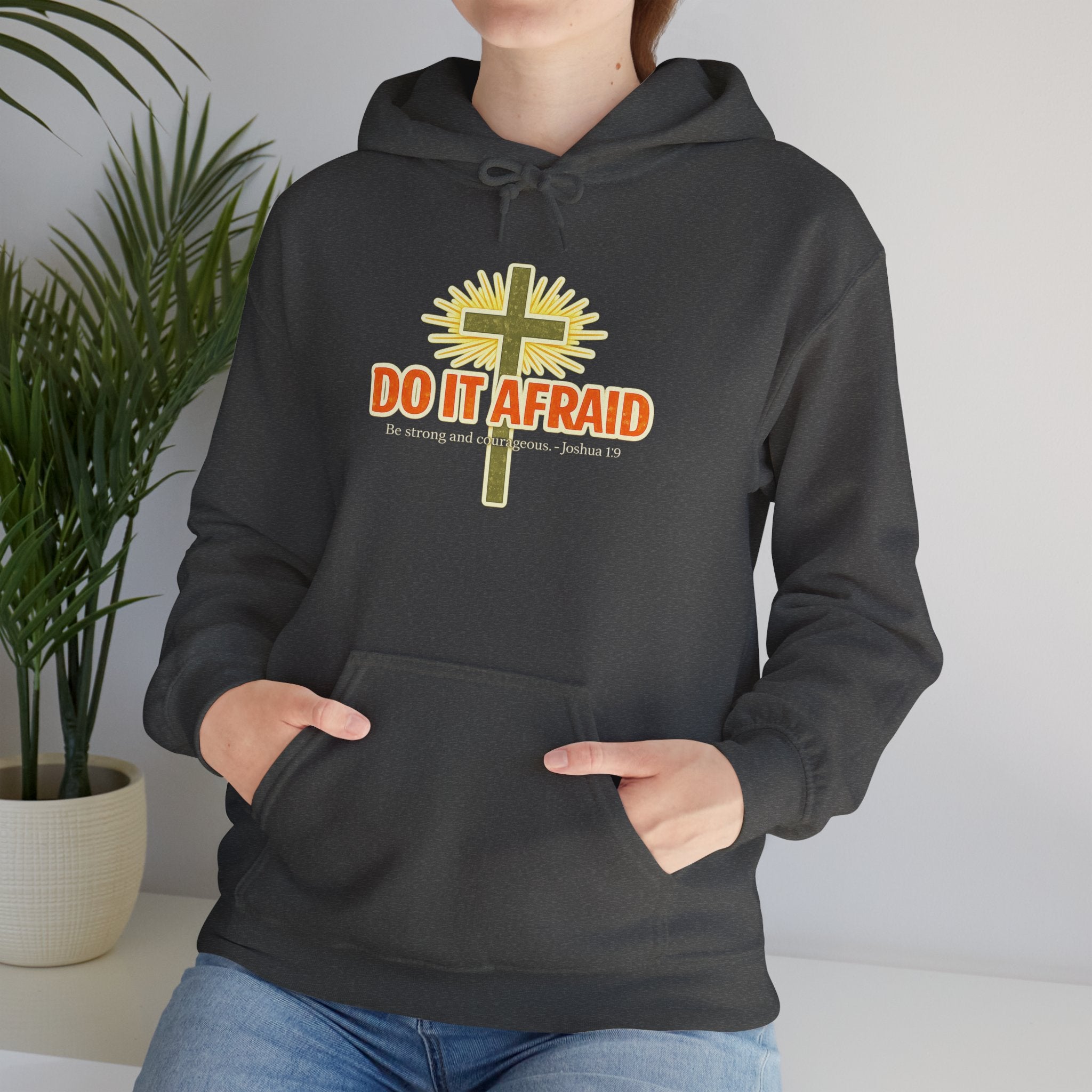 Mens Do It Afraid Cross Hoodie — Christian Encouragement Pullover