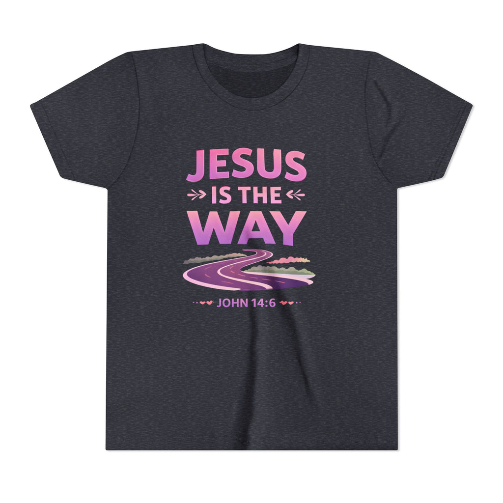 Girls Youth Tee — "Jesus Is The Way" Christian Kids T-Shirt (John 14:6)