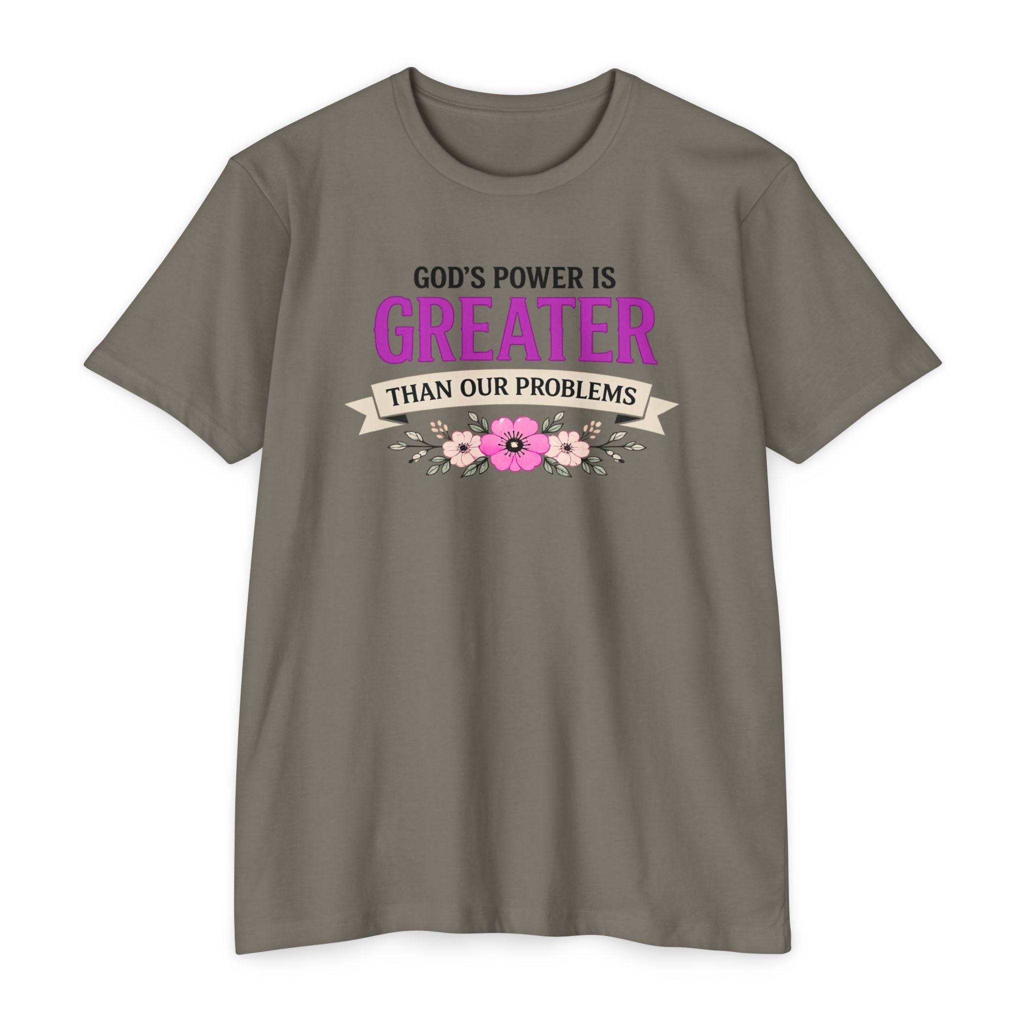 Womens God's Power Is Greater Than Our Problems T-shirt | Christian Faith Tee