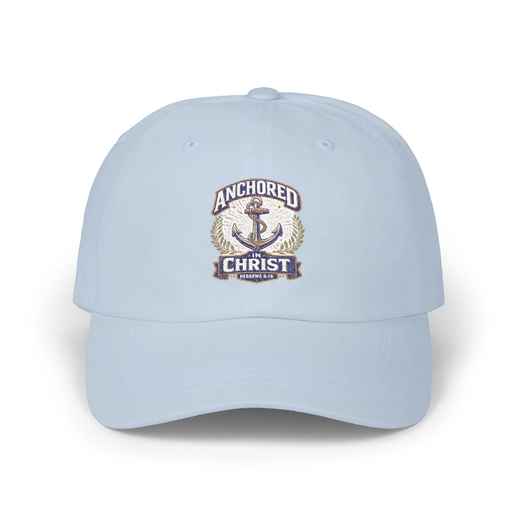 Anchored in Christ Dad Cap — Embroidered Anchor Christian Baseball Hat