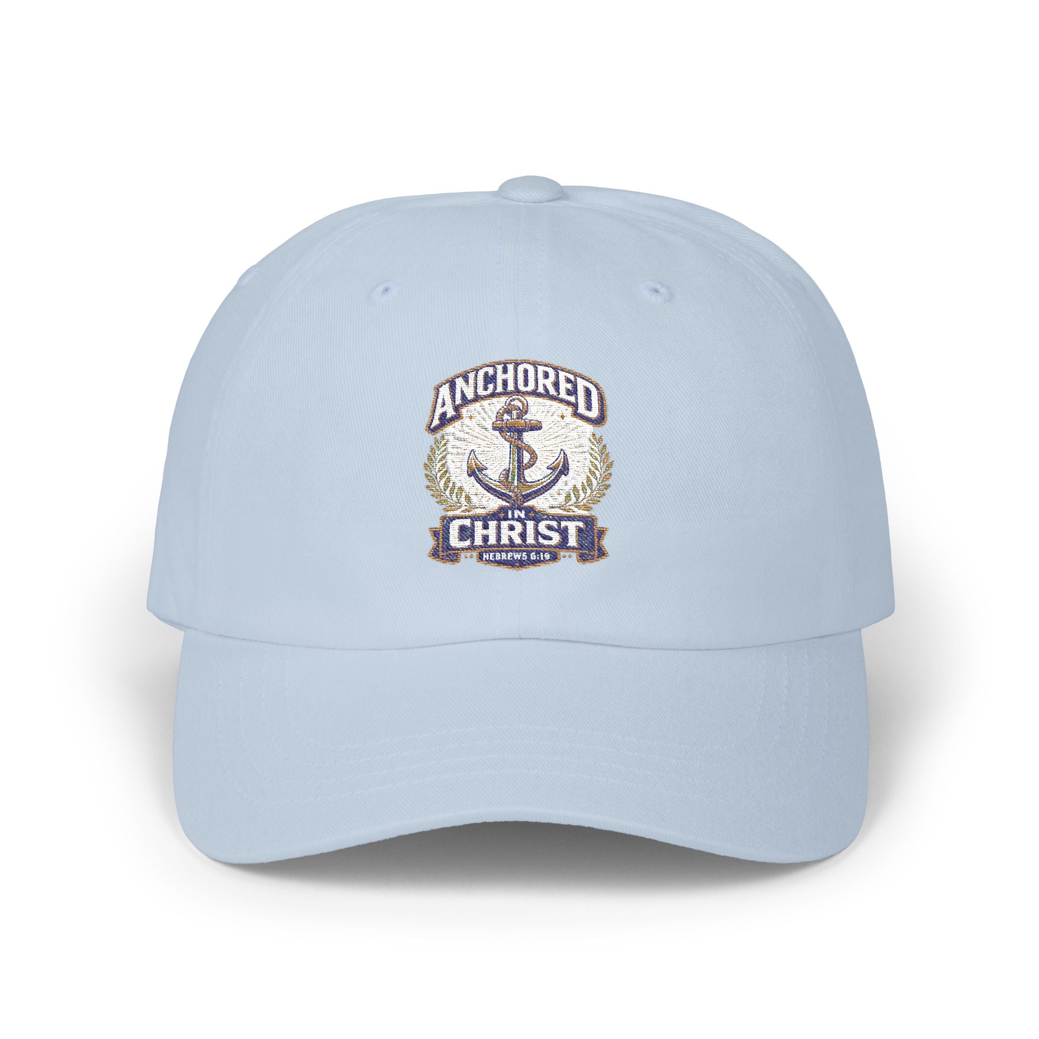 Anchored in Christ Dad Cap — Embroidered Anchor Christian Baseball Hat