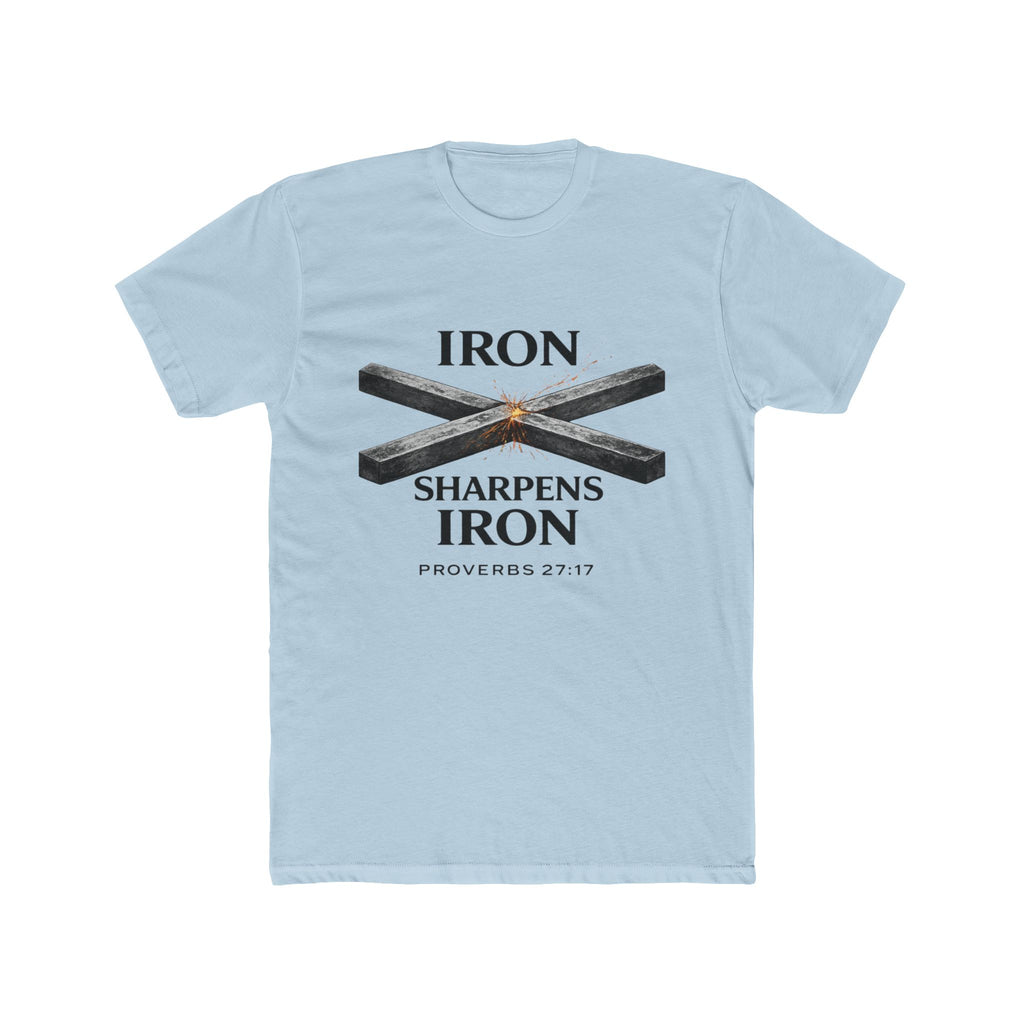 Iron Sharpens Iron T‑Shirt — Proverbs 27:17 Christian Tee