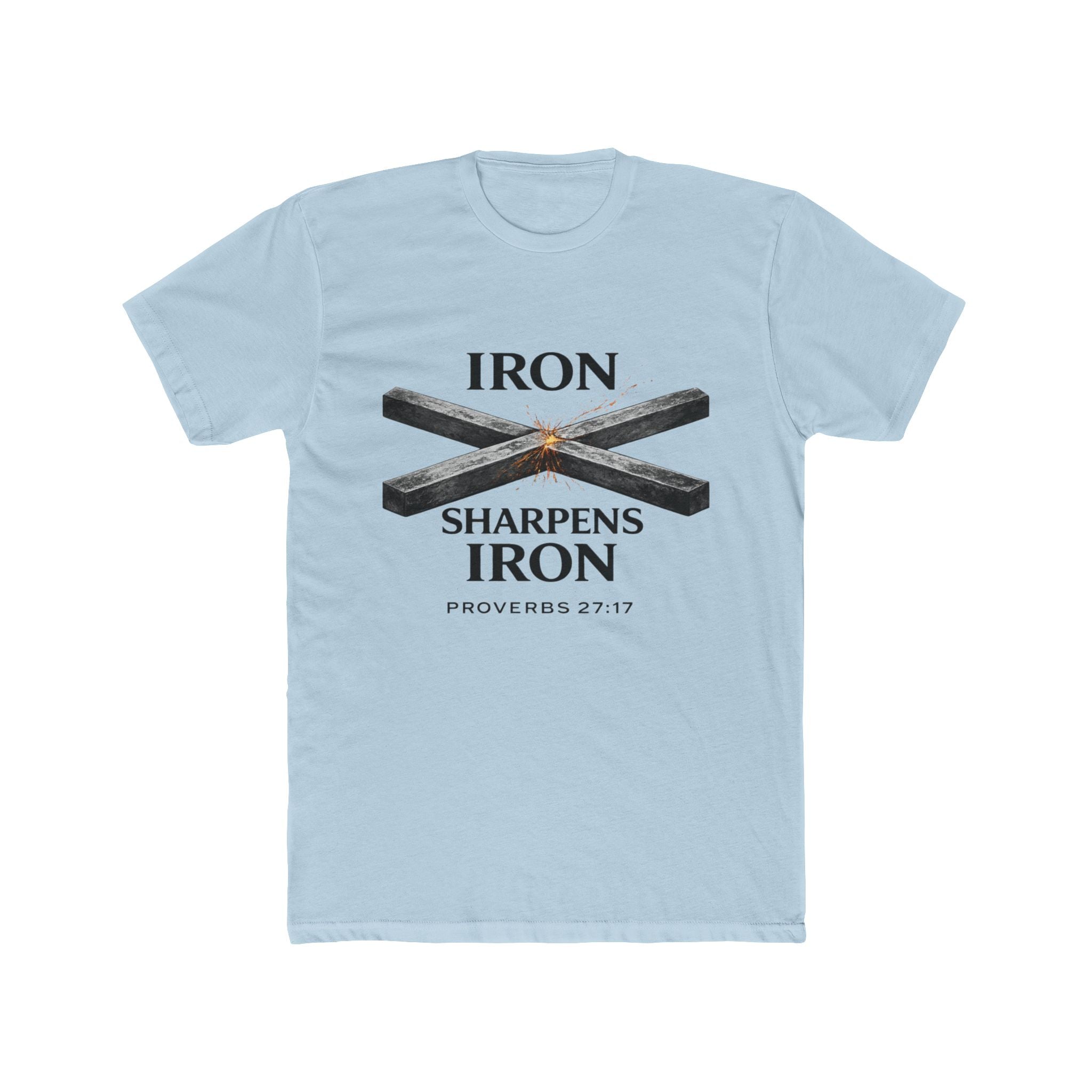 Iron Sharpens Iron T‑Shirt — Proverbs 27:17 Christian Tee