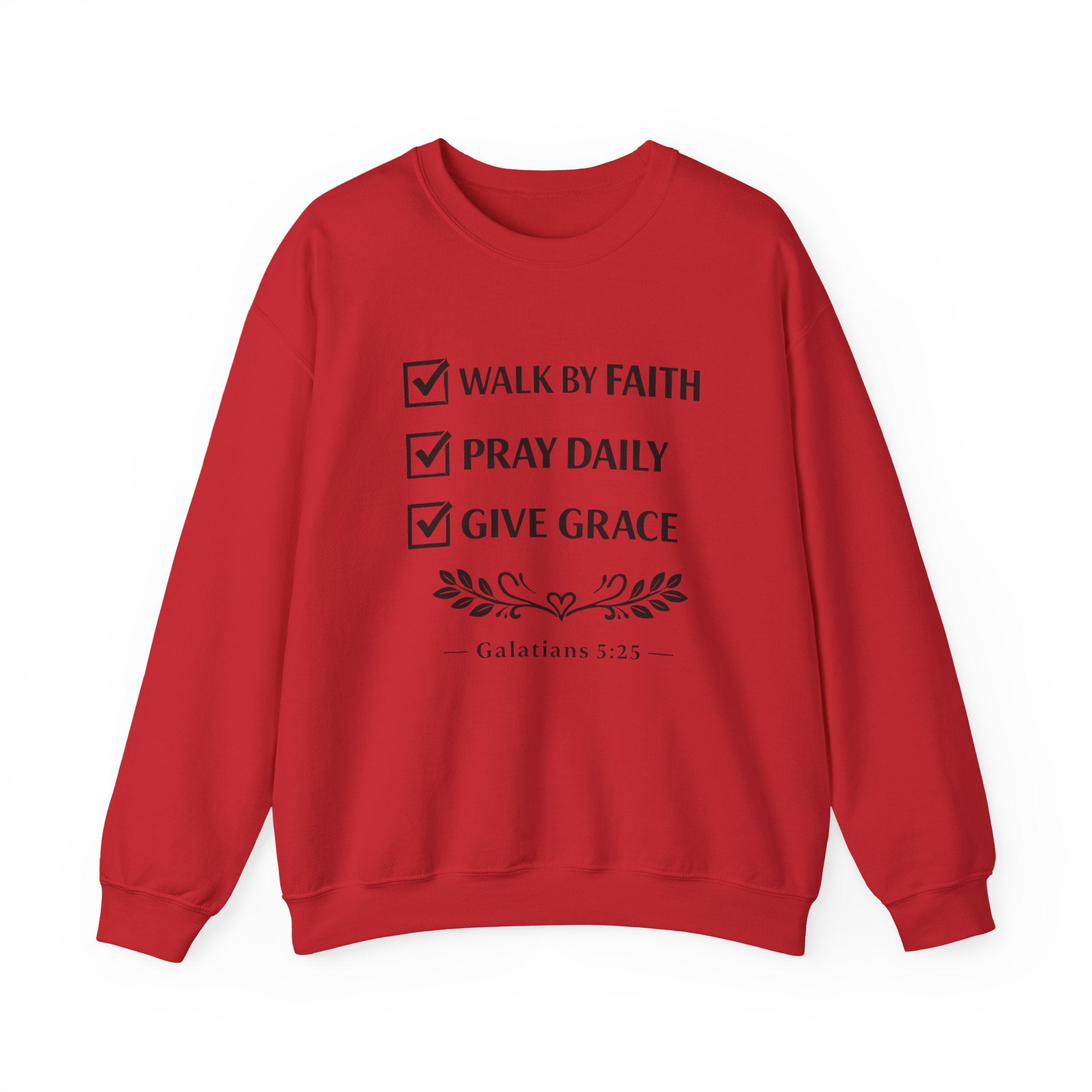 Women Faith Checklist Crewneck Sweatshirt — "Walk by Faith, Pray Daily, Give Grace"