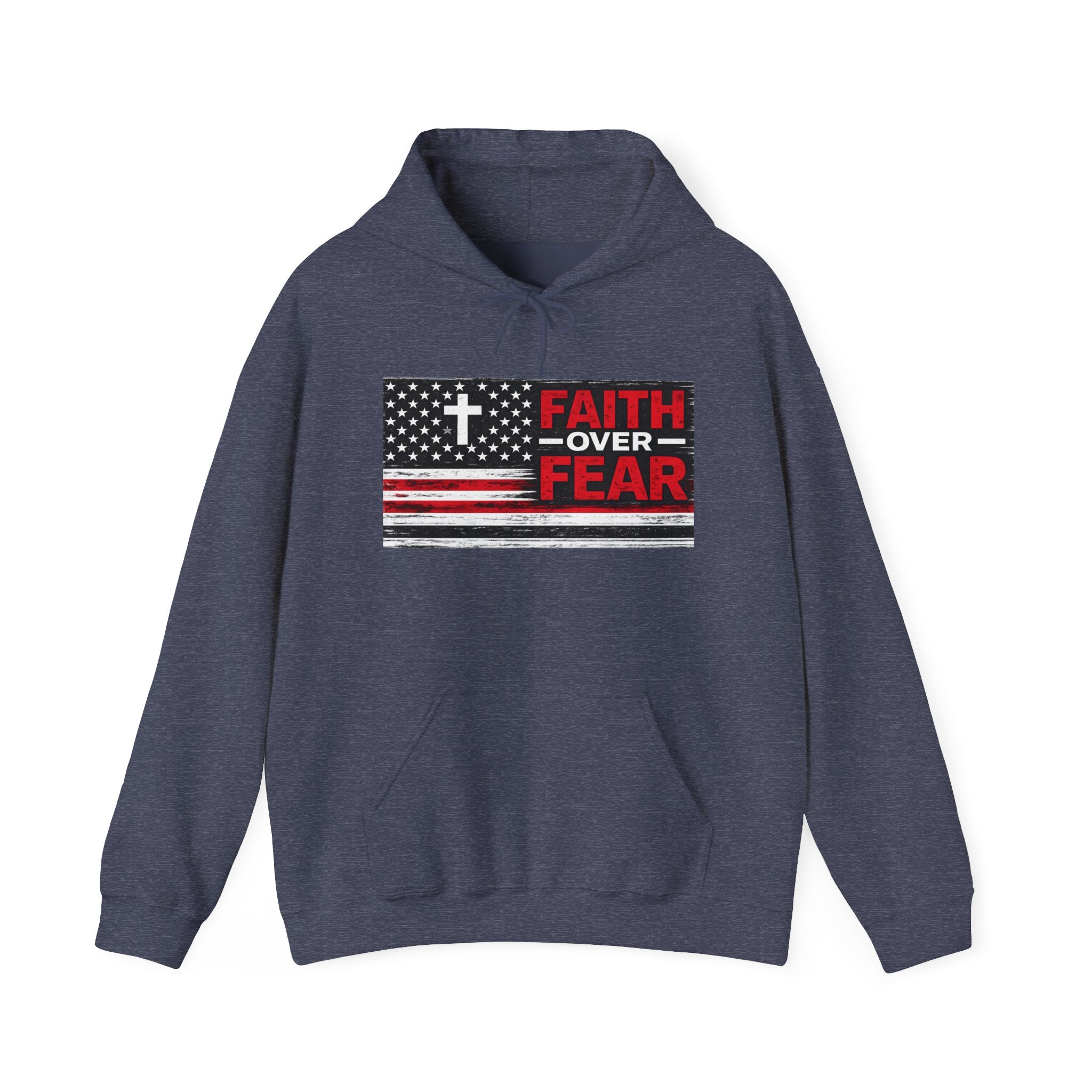 Faith Over Fear Hoodie — Christian Flag Cross Pullover