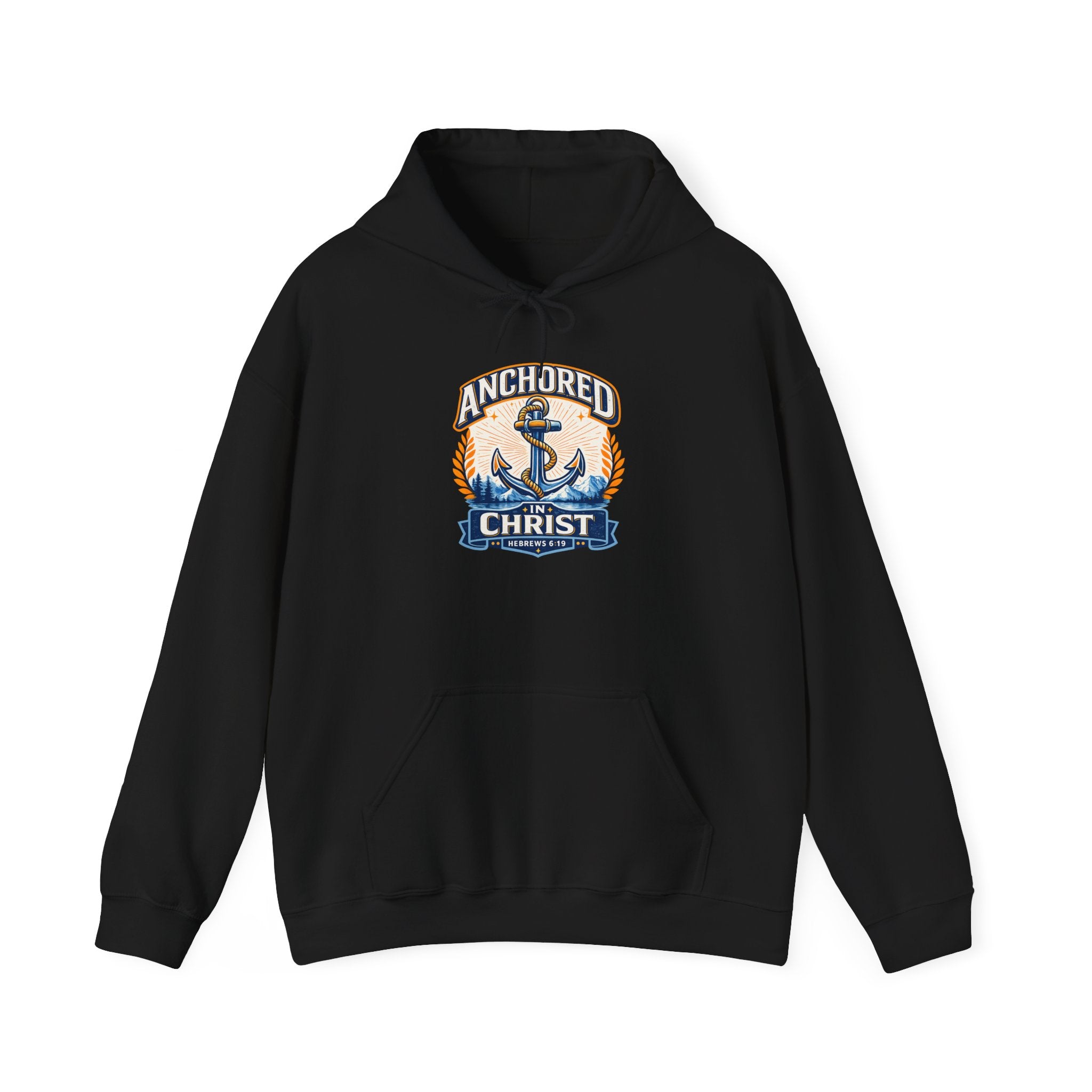 Mens Anchored in Christ Hoodie — Christian Anchor Faith Pullover