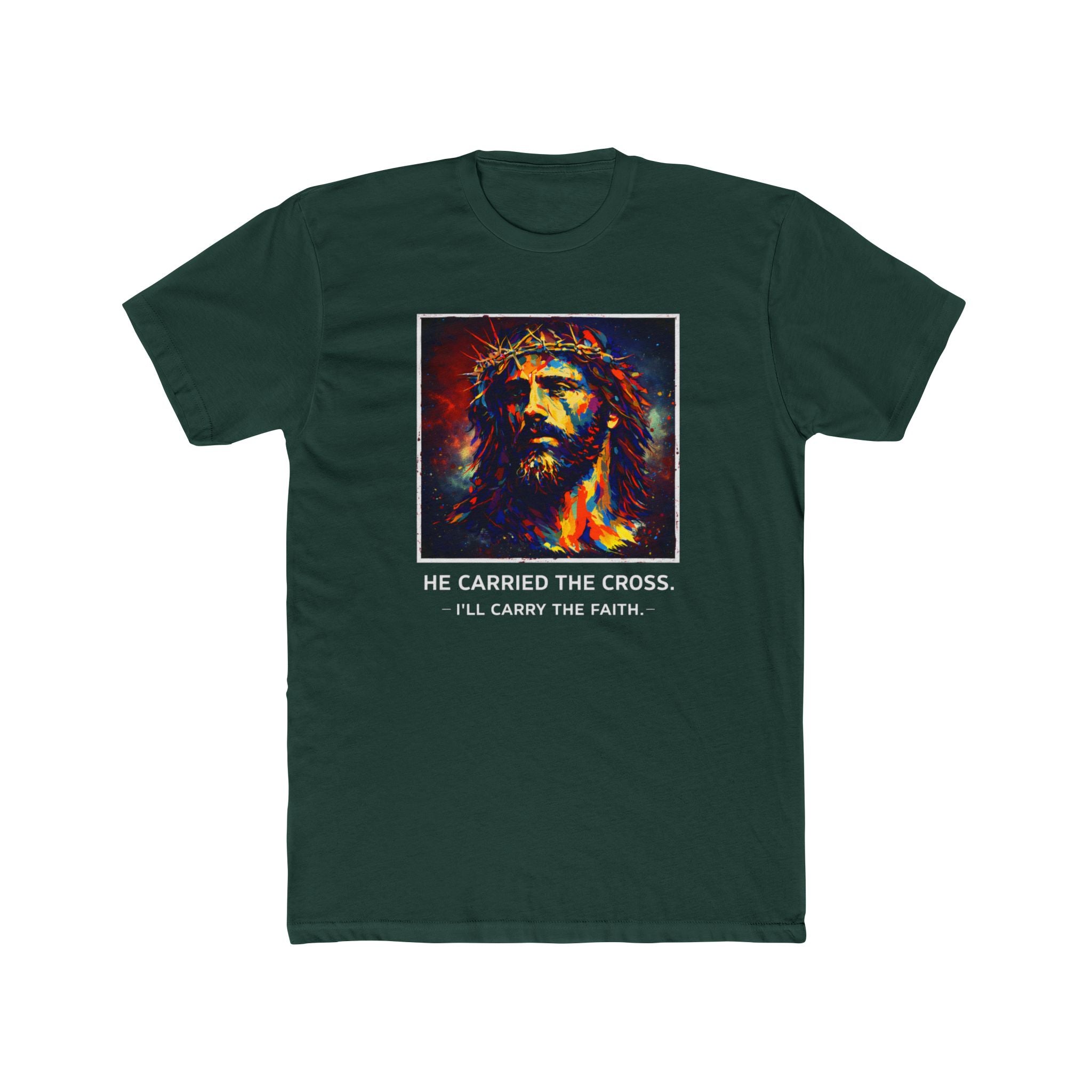 Mens 'He Carried the Cross, I'll Carry the Faith' Graphic Tee