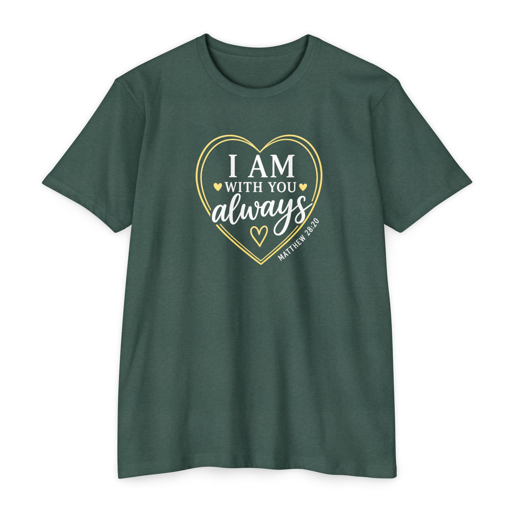 Womens I Am With You Always T-Shirt | Inspirational Script, Floral Accent