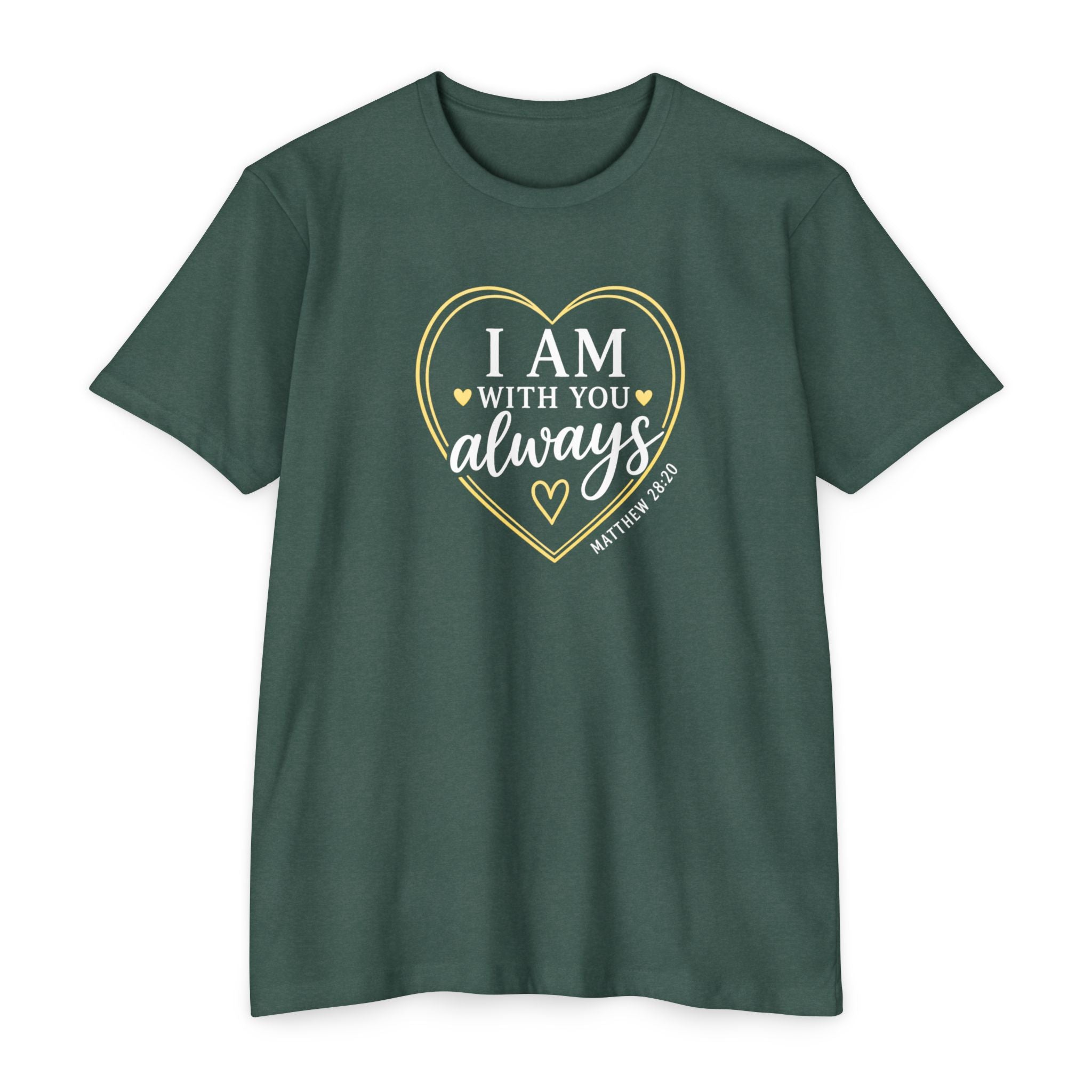 Womens I Am With You Always T-Shirt | Inspirational Script, Floral Accent