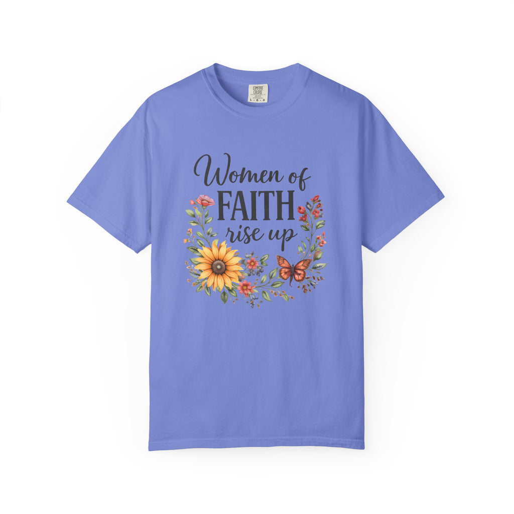Women of Faith Rise Up T-Shirt — Floral Christian Inspirational Tee