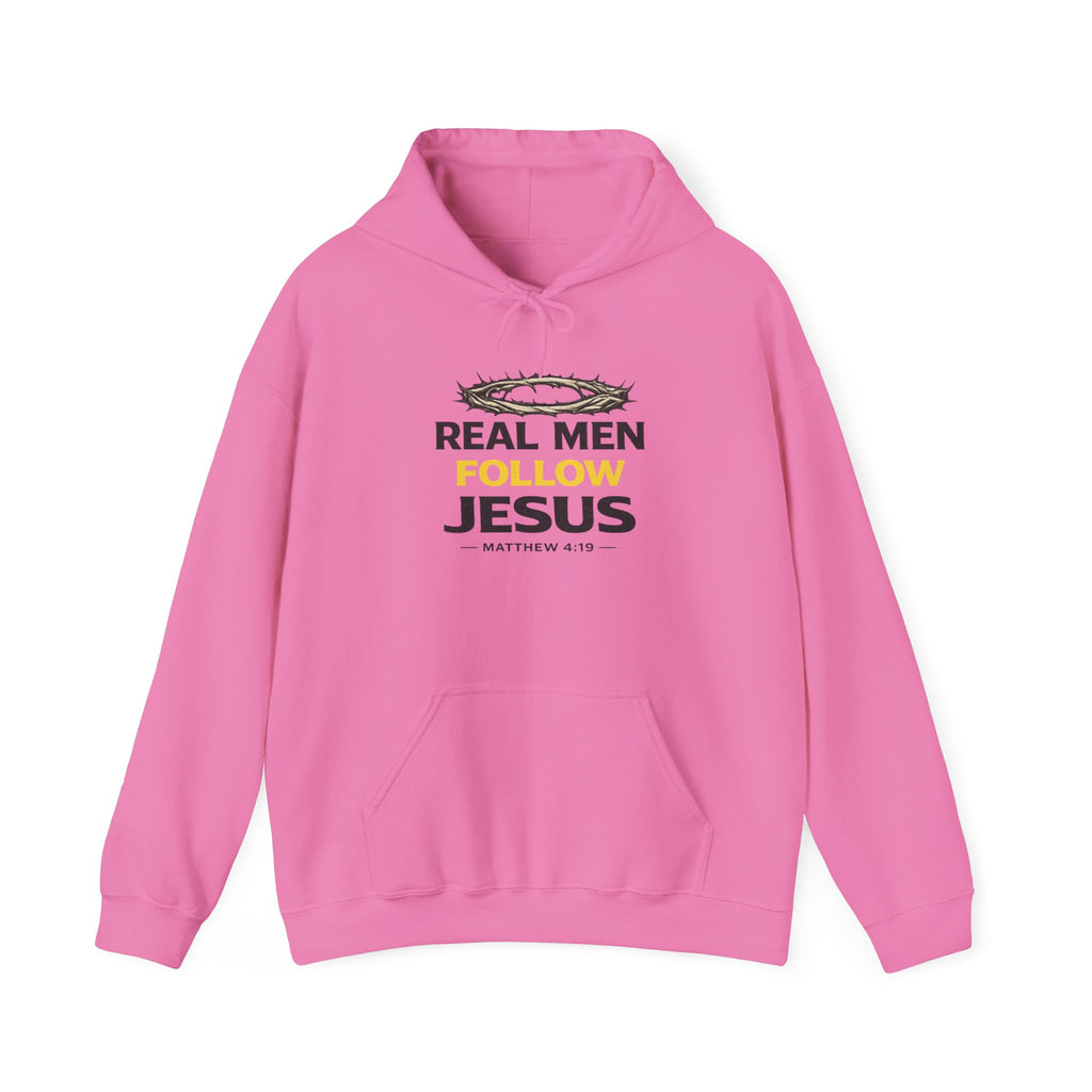 Real Men Follow Jesus Hoodie — Christian Faith Sweatshirt (Matthew 4:19)