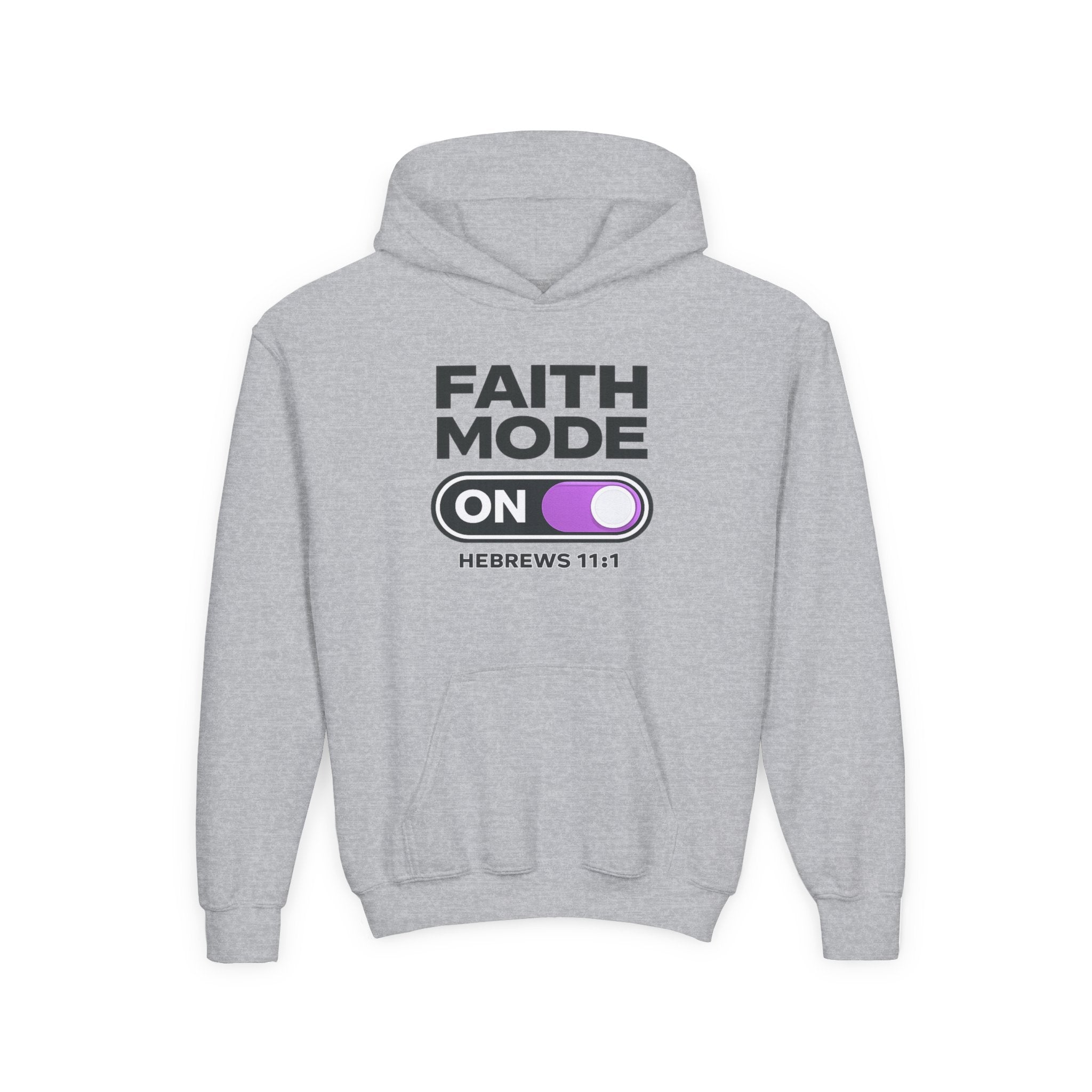 Faith Mode Hoodie - "Faith Mode On" Youth Christian Pullover (Hebrews 11:1)