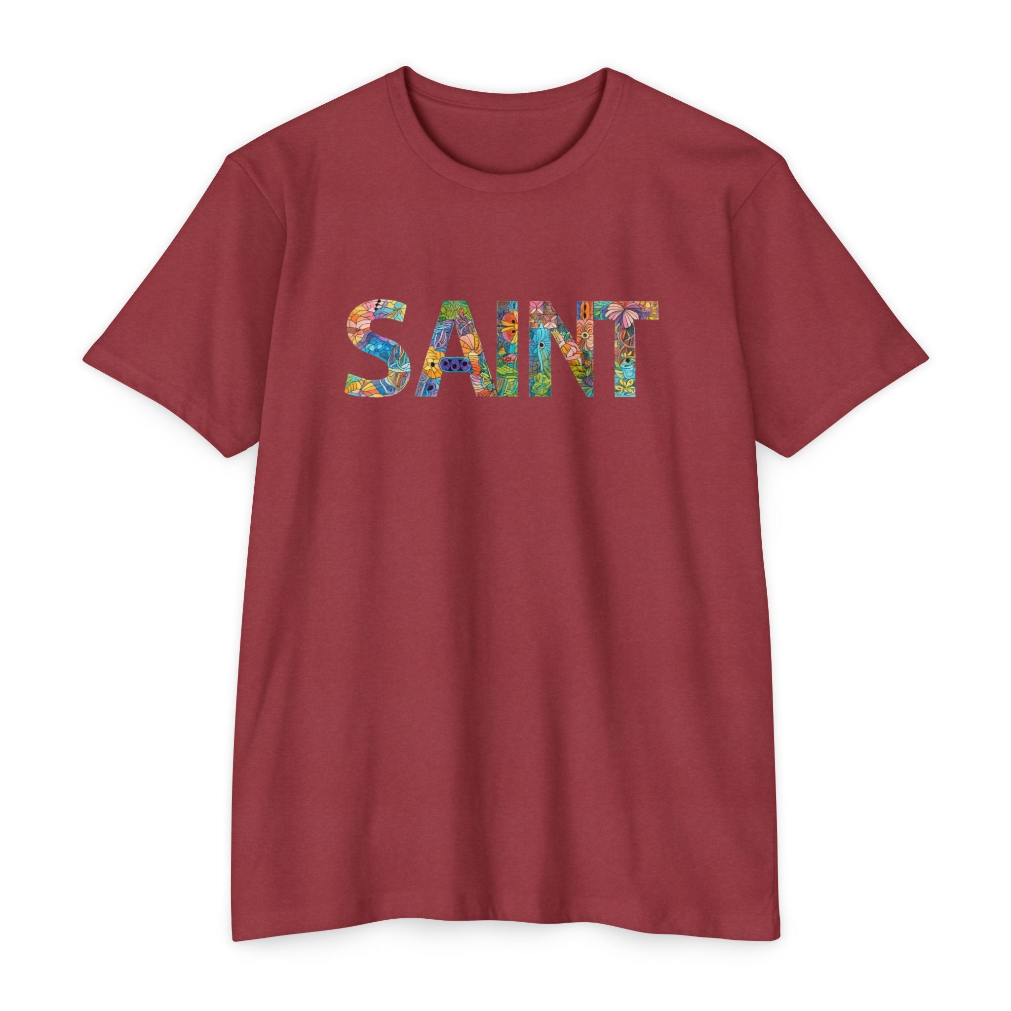 Womens Saint Floral Print T-shirt | 'SAINT' Flower Lettering Tee