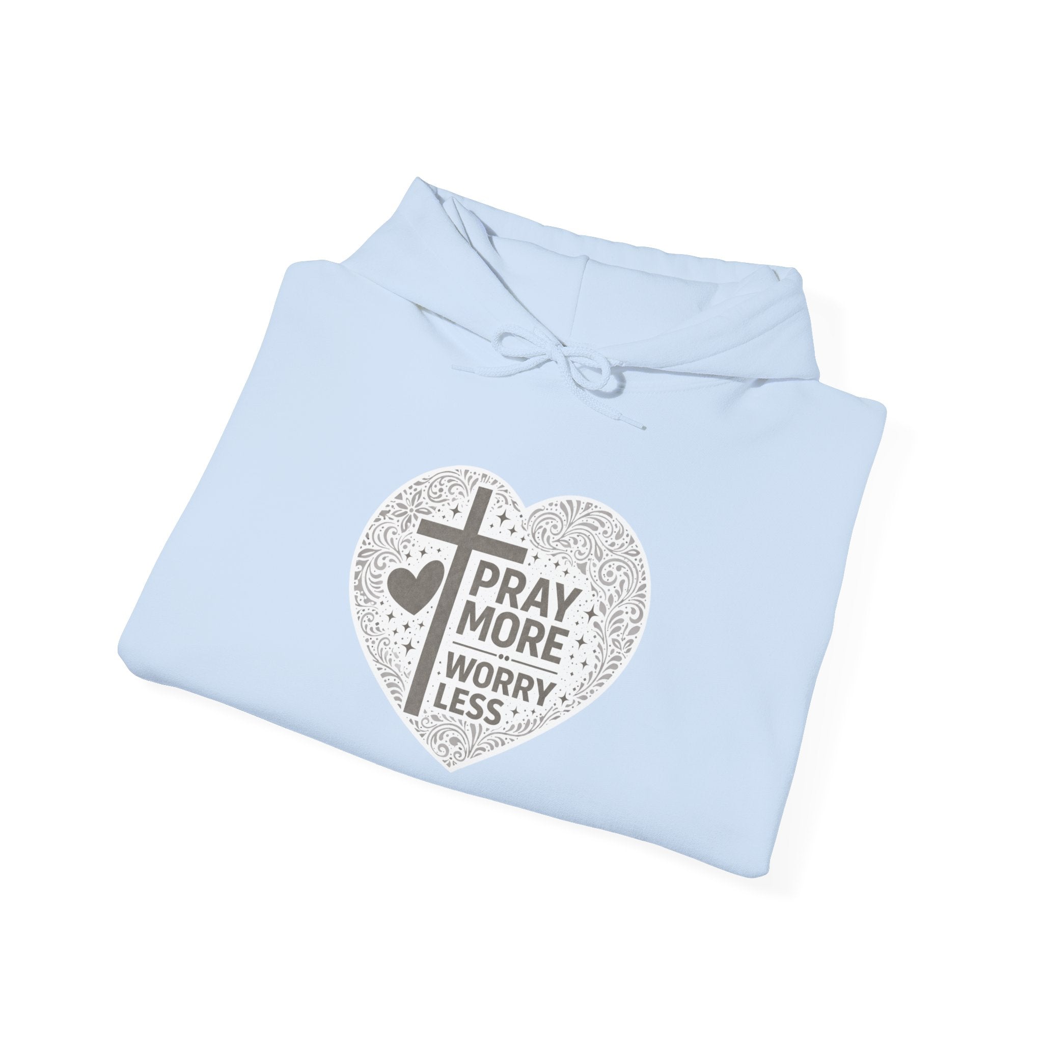 Womens "Pray More Worry Less" Heavy Blend™ Hooded Sweatshirt