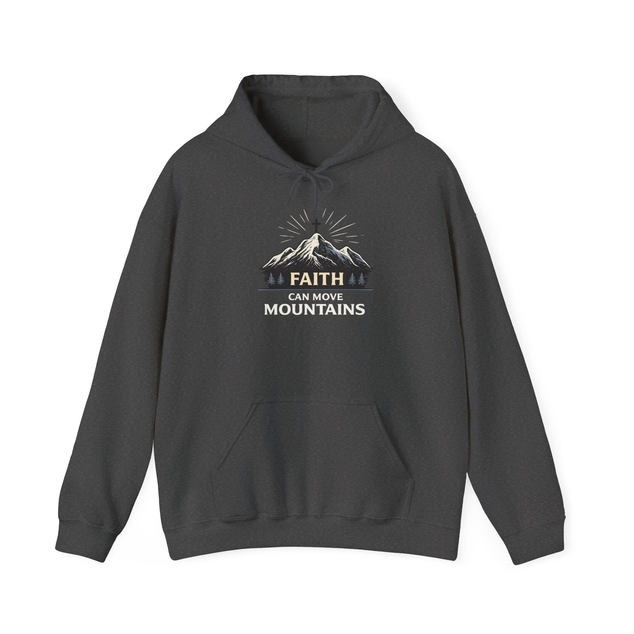 Womens Faith Can Move Mountains Hoodie — Christian Inspirational Mountain Graphic Hoodie