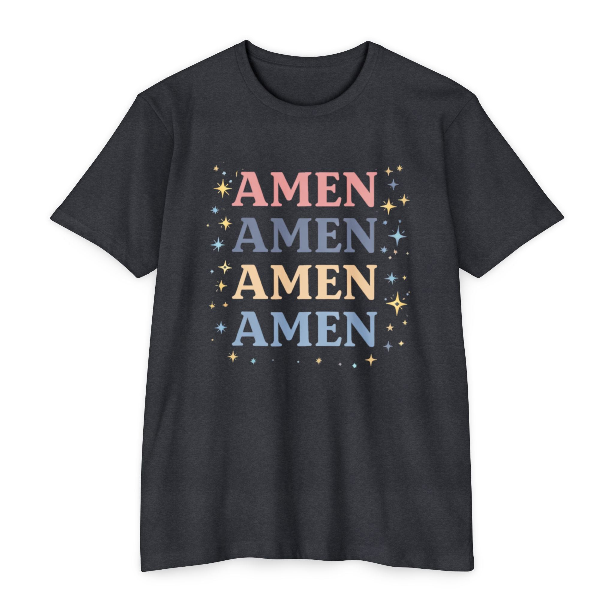 Amen Stack Retro Graphic T-Shirt — Colorful Faith Tee