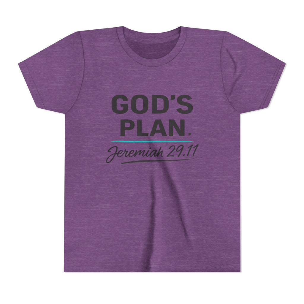 Youth Tee — "God's Plan" Jeremiah 29:11 Christian Faith Shirt