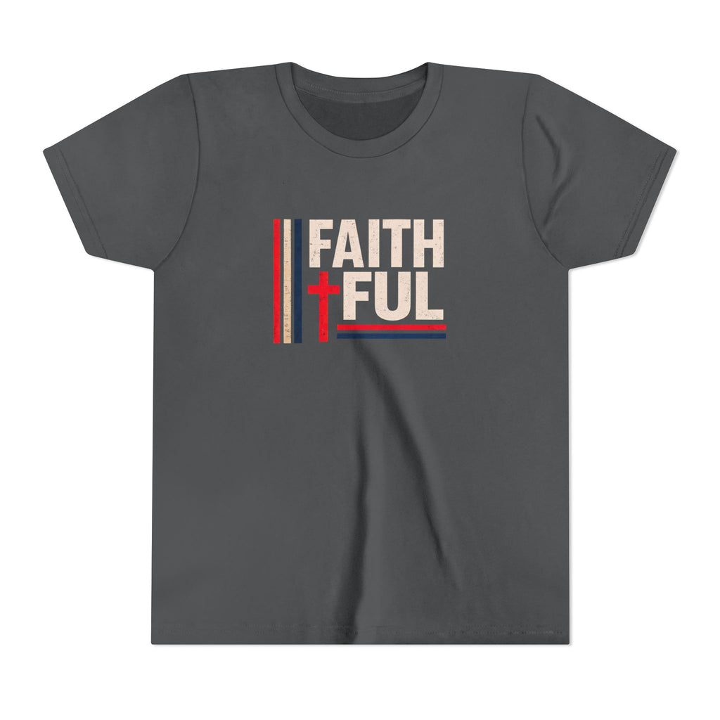 Boys Faithful Youth Tee — Christian Kids Shirt with Cross Graphic