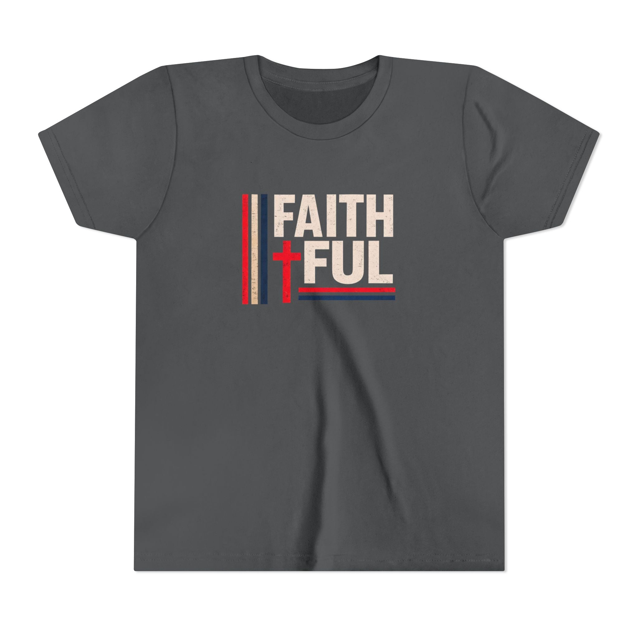 Boys Faithful Youth Tee — Christian Kids Shirt with Cross Graphic