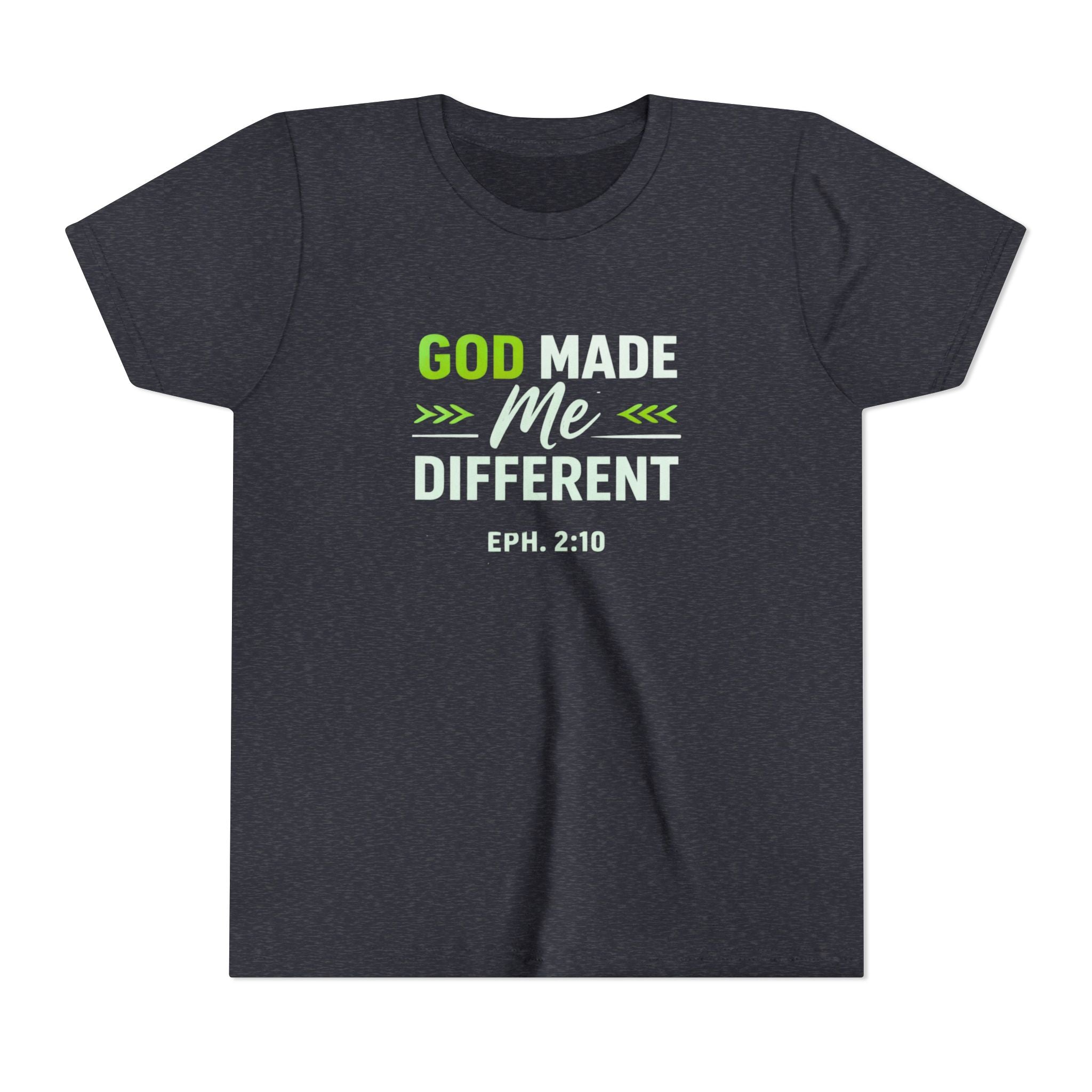 Boys Youth Tee - "God Made Me Different" Christian Faith Kids Shirt (Eph. 2:10)