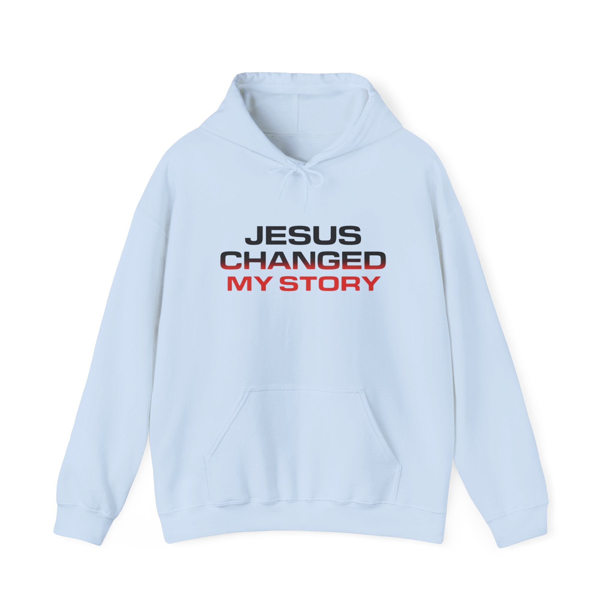 Mens Jesus Changed My Story Hoodie — Christian Faith Inspirational Pullover
