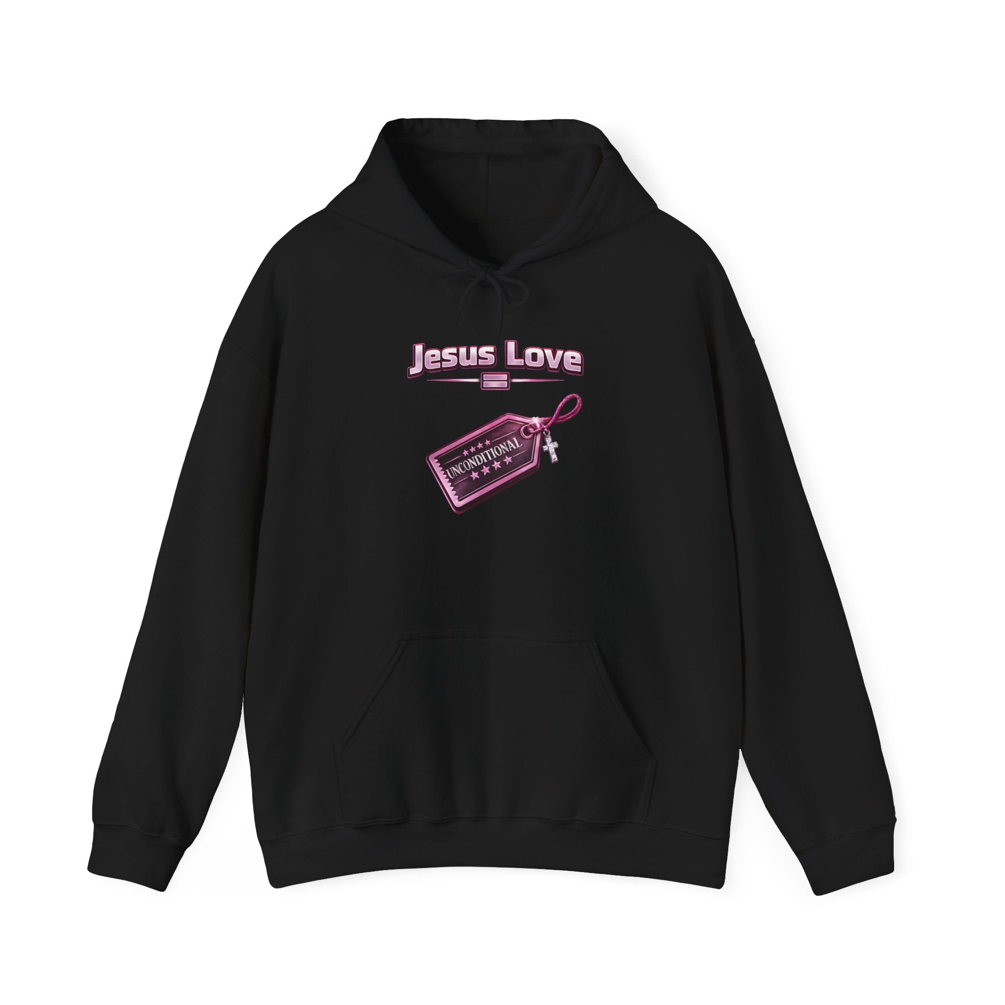 Jesus Love Hoodie — Retro Tag Graphic Christian Faith Pullover
