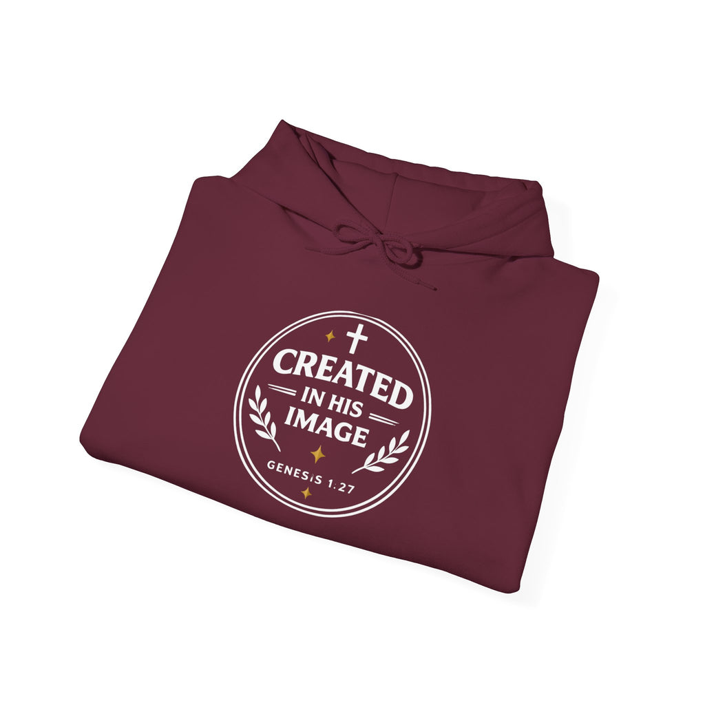 Created In His Image Hoodie — Christian Faith Pullover, Inspirational Bible Verse Sweatshirt