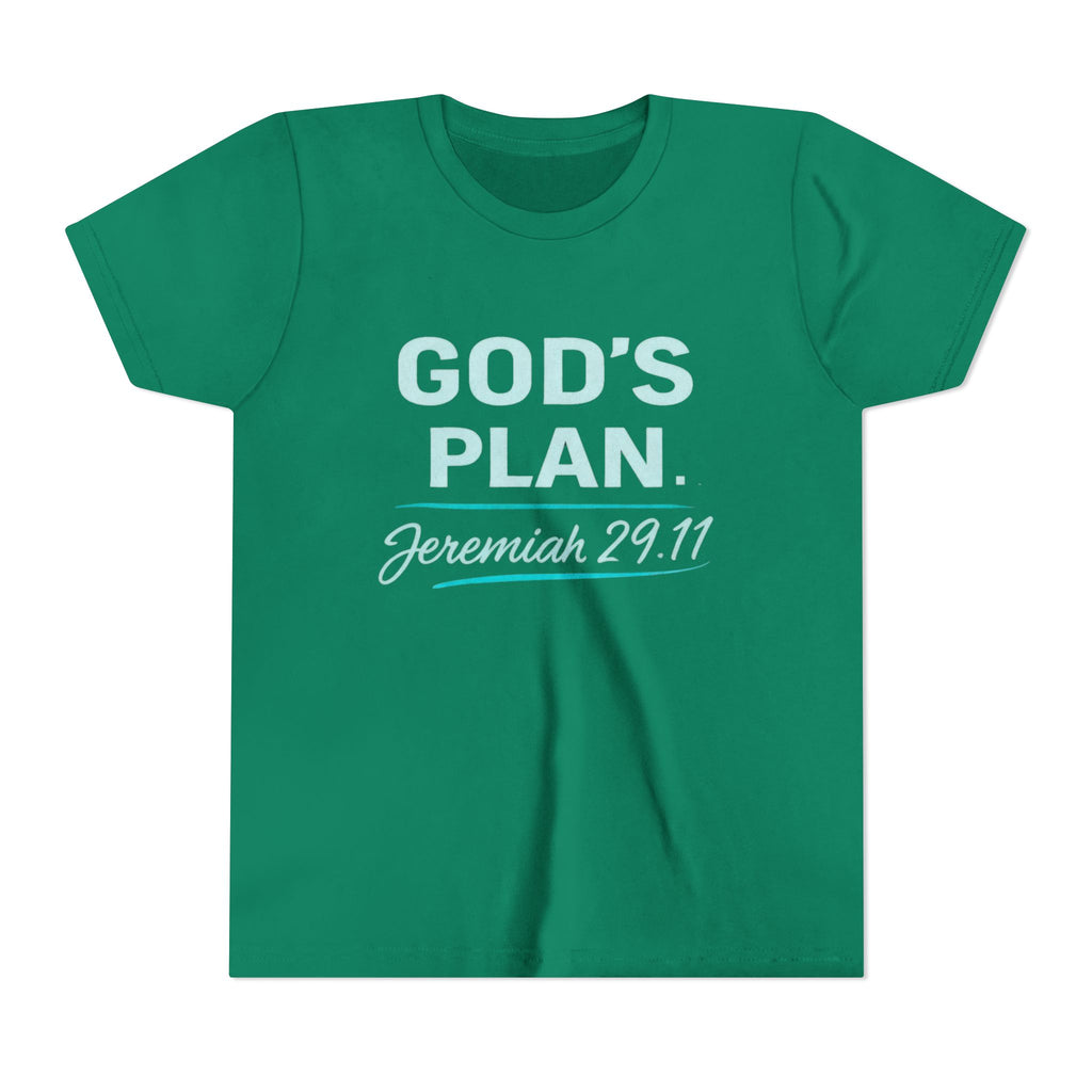Youth Tee — "God's Plan" Jeremiah 29:11 Christian Faith Shirt