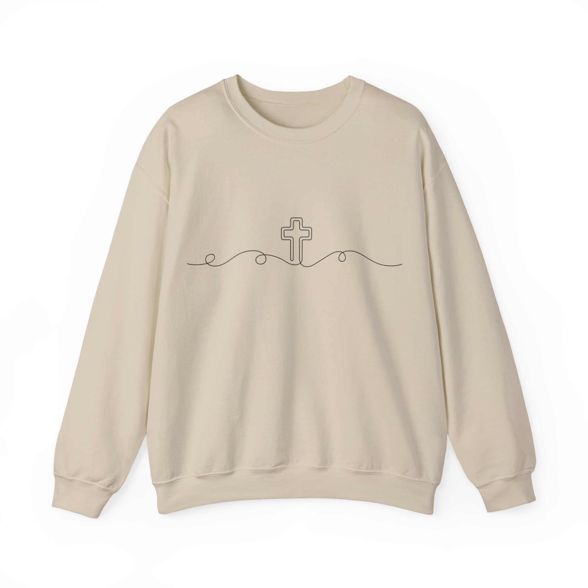 Womens Minimal Cross Line Crewneck Sweatshirt