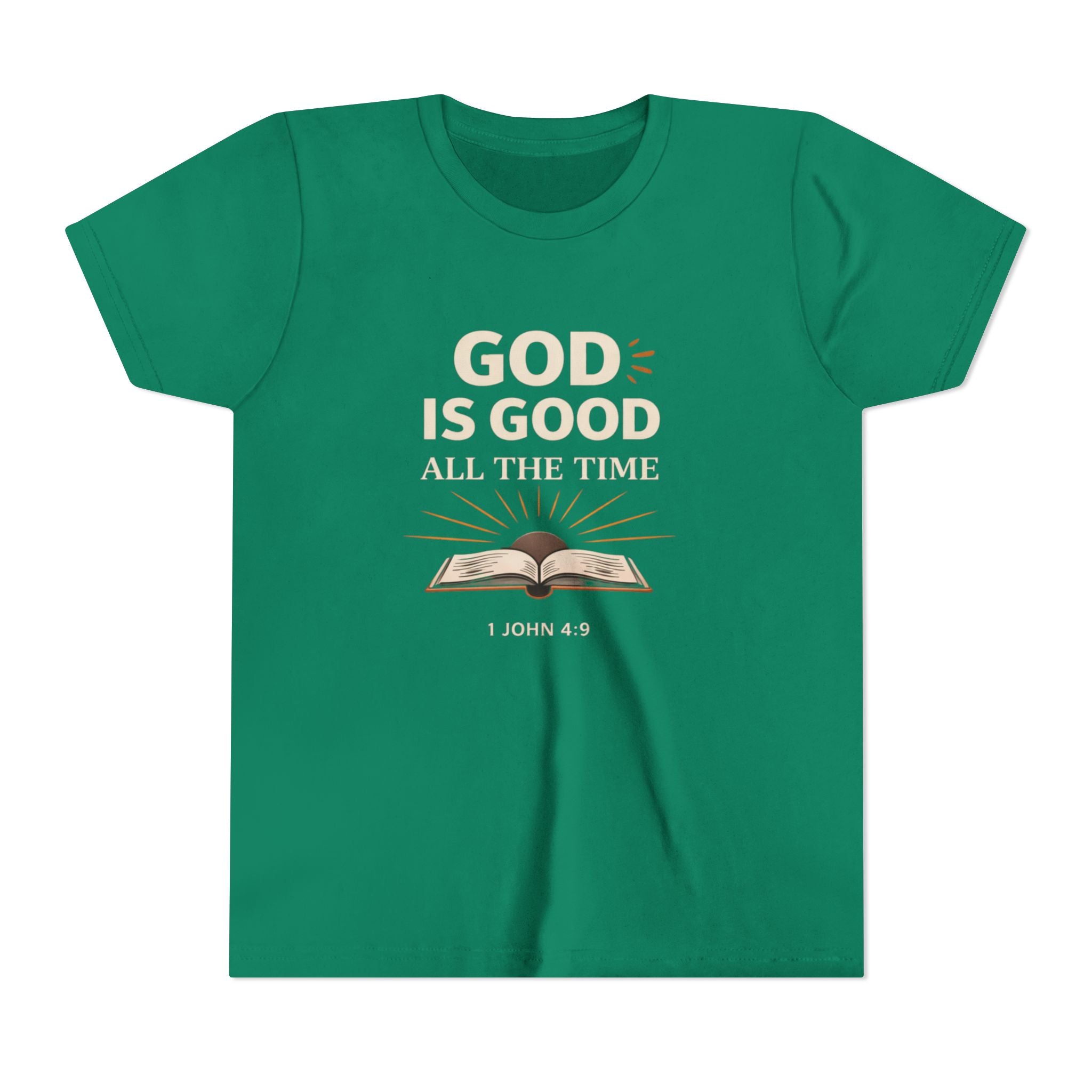 Boys Youth T-Shirt — "God Is Good All The Time" Bible Verse Tee (1 John 4:9)
